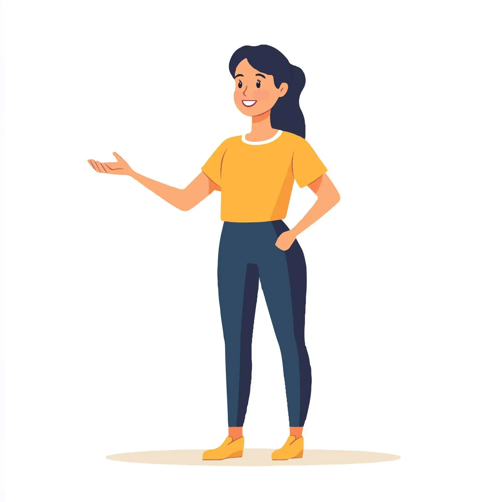 Young Woman Presenting with Gesture - Vector Illustration — free download from Dotvec