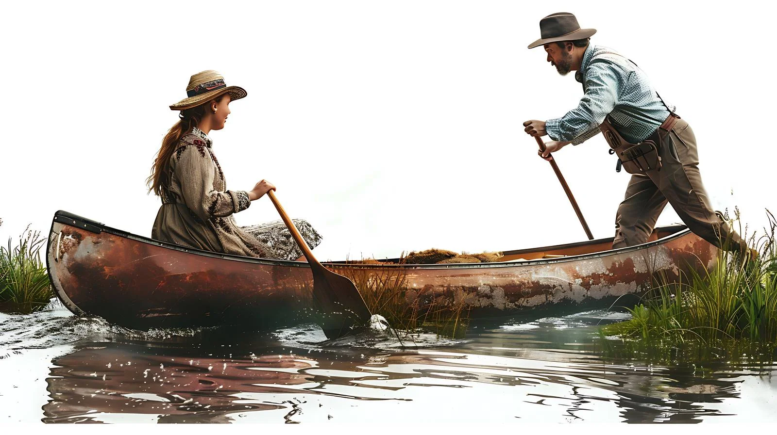 Forest Canoe Couple Adventure — free download from Dotvec