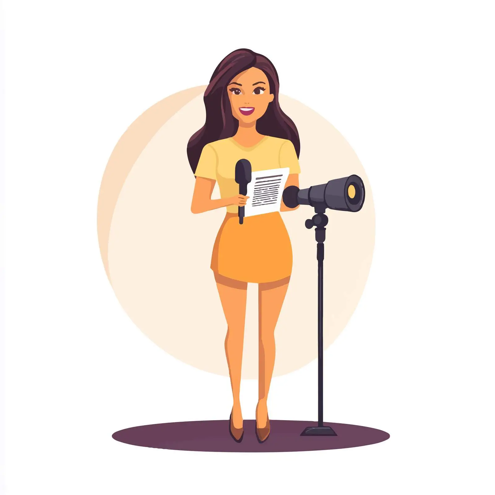 Young Woman Reporter Live News Illustration – free current affairs image from Dotvec