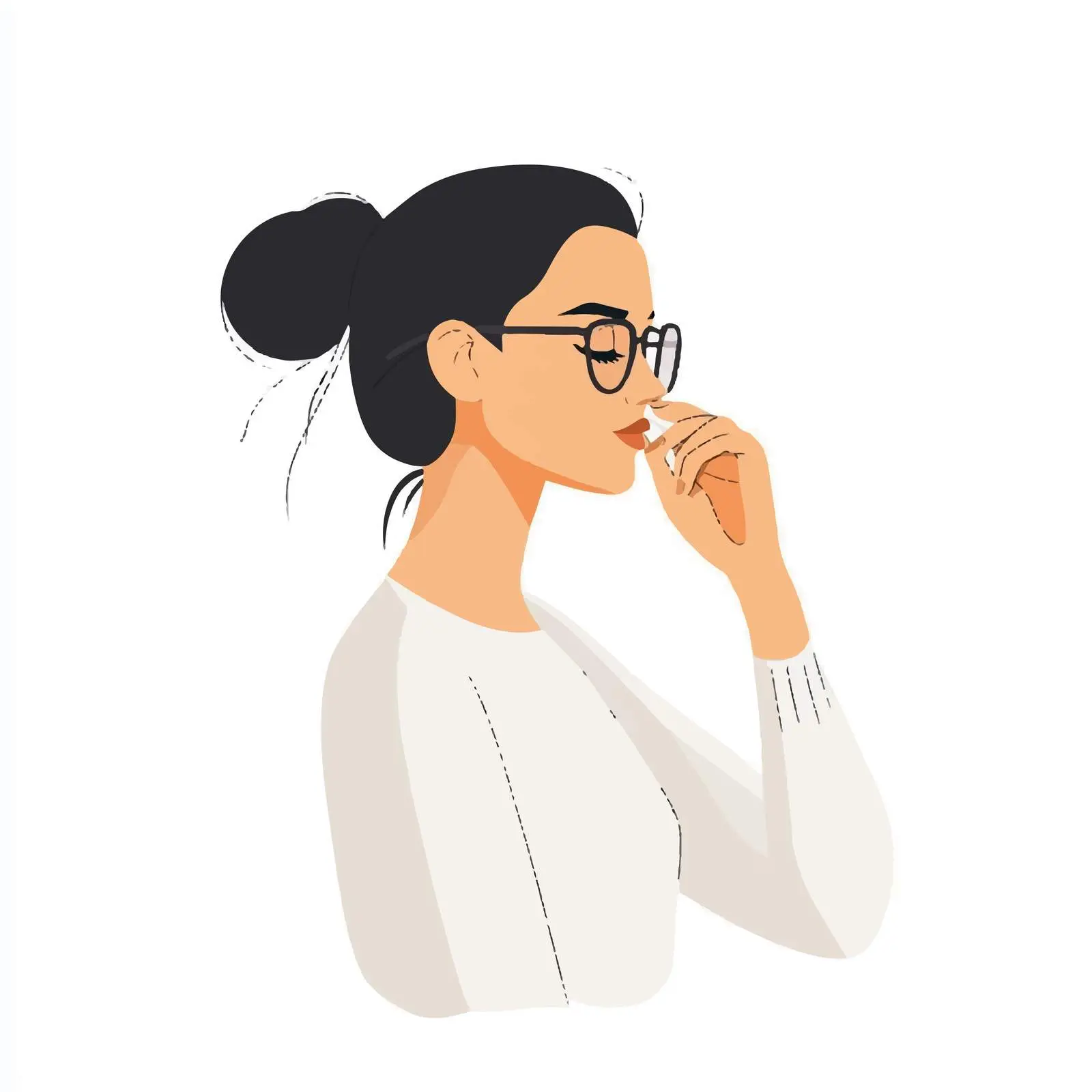 Young Woman with Glasses Wiping Eyes — free download from Dotvec