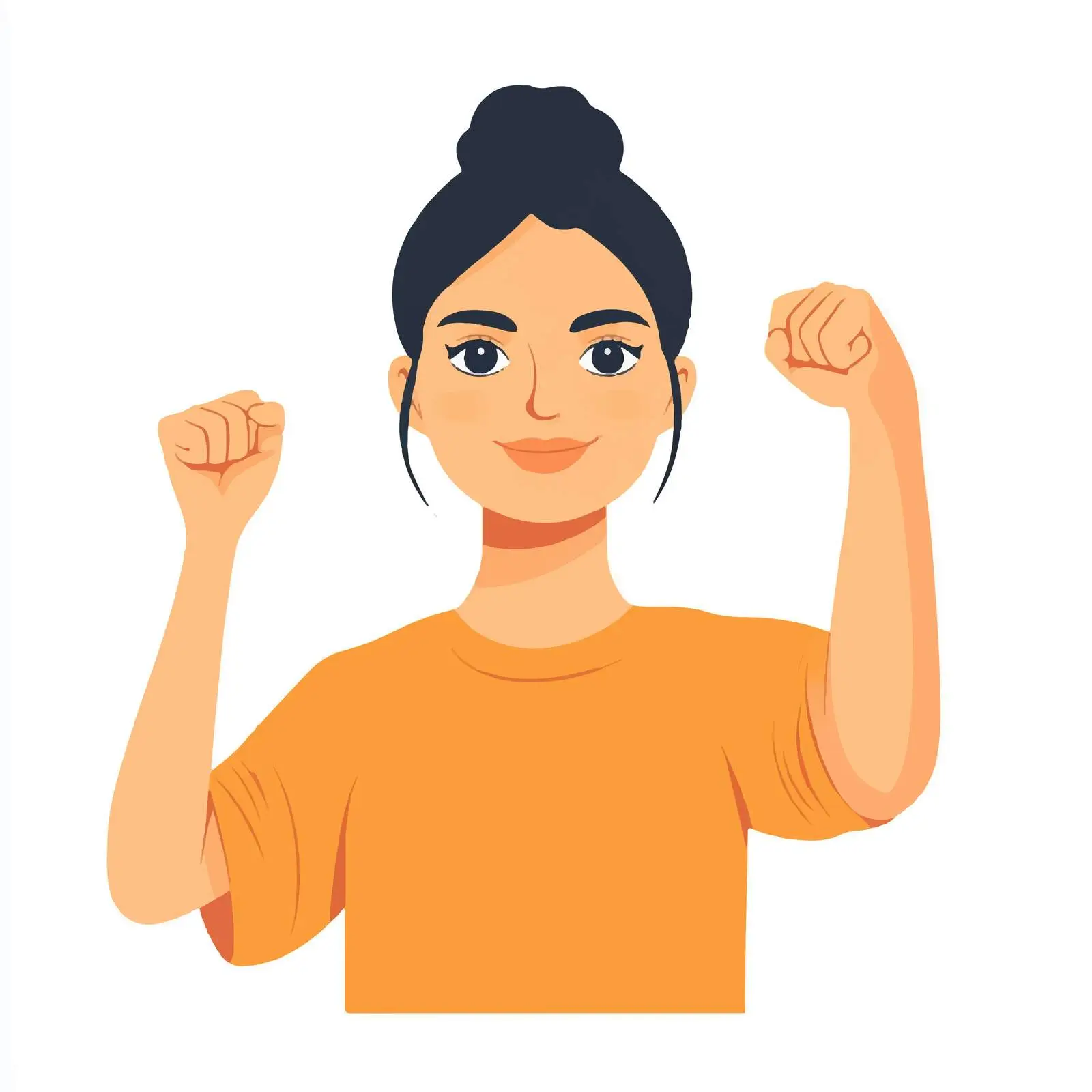 Young Woman Success Gesture with Raised Fist — free download from Dotvec