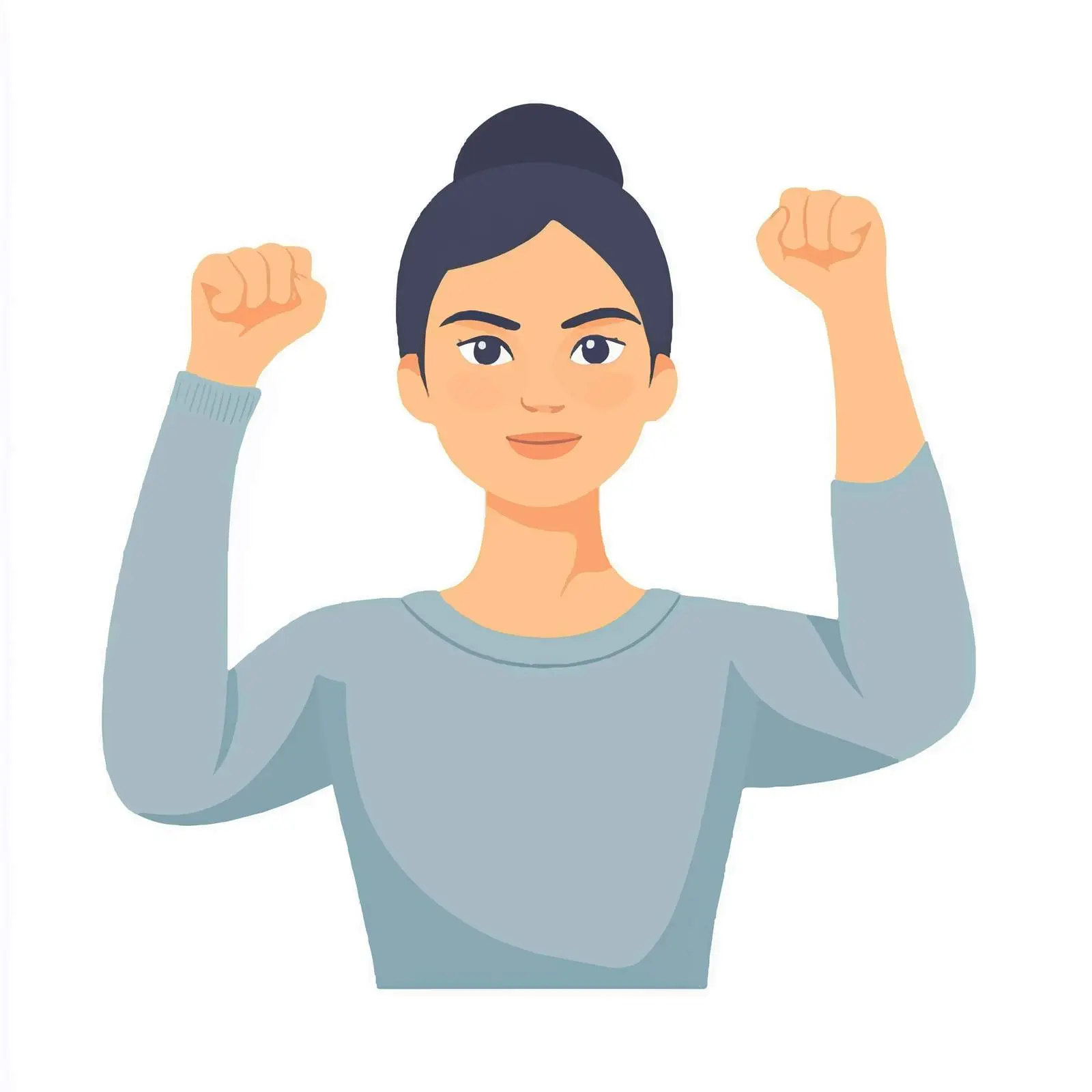 Young Woman Showing Success Gesture with Raised Fist — free download from Dotvec