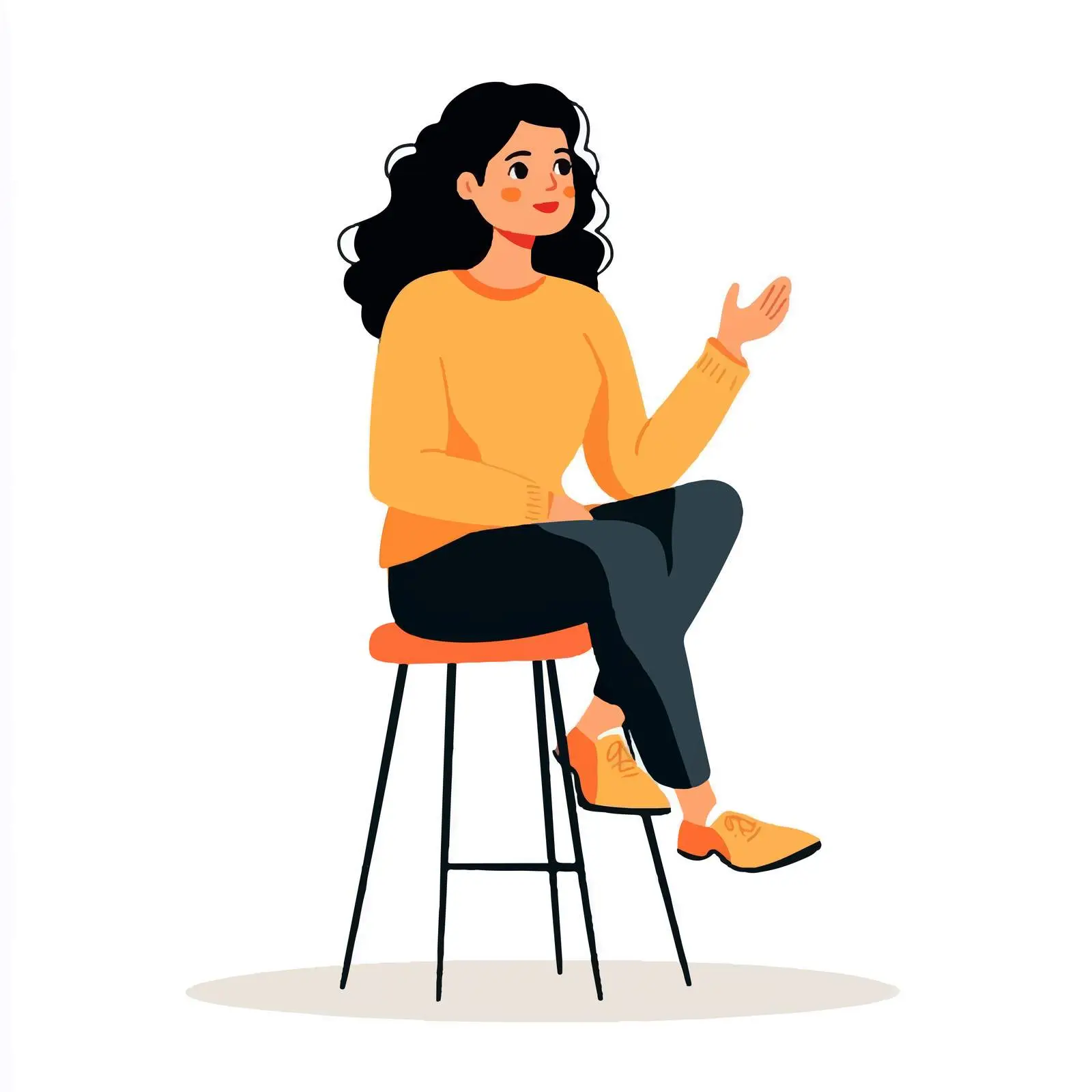 Young Woman Inviting Gesture on Stool — free download from Dotvec