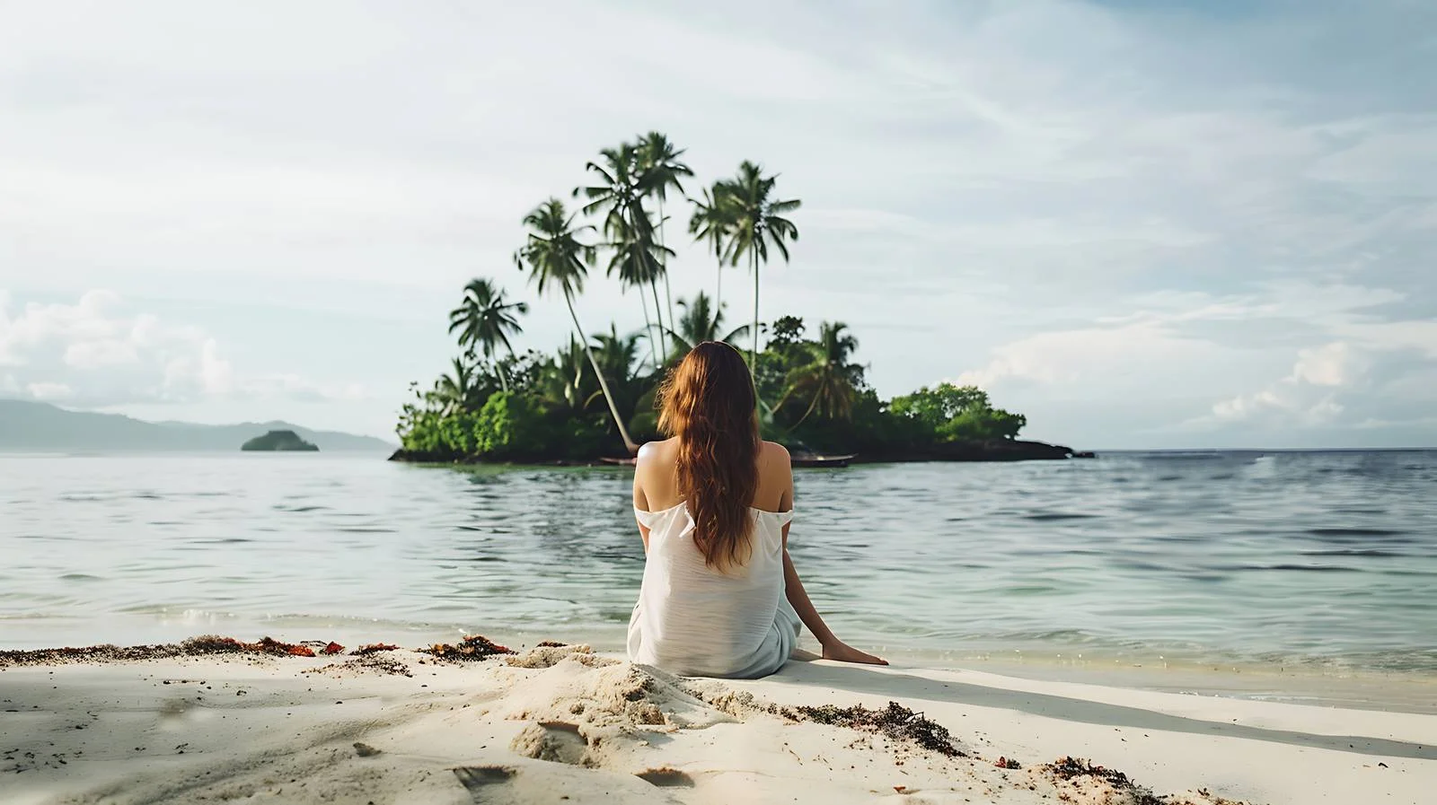 Serene Woman Beach Solitude — free download from Dotvec