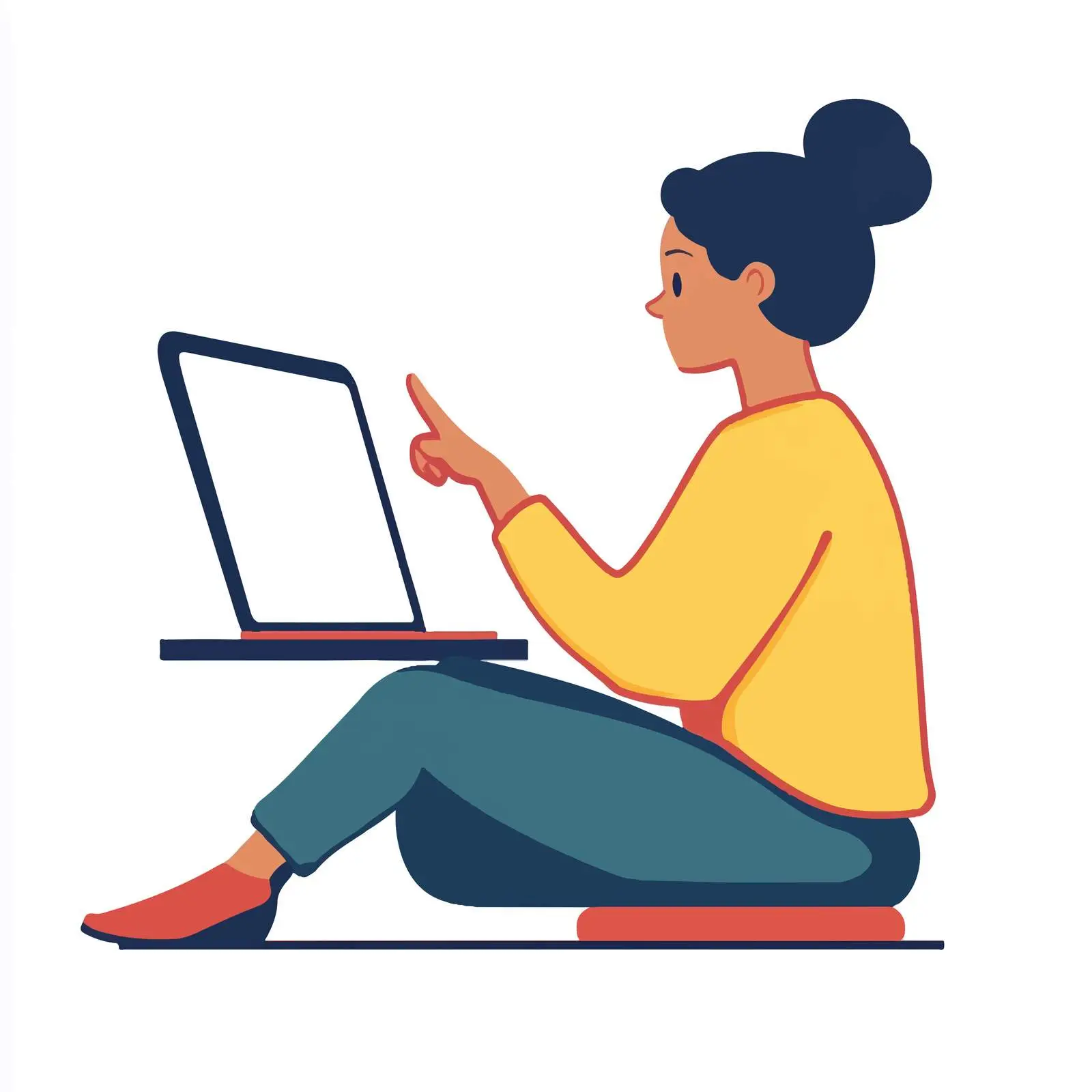 Young Woman Pointing at Laptop Screen — free download from Dotvec