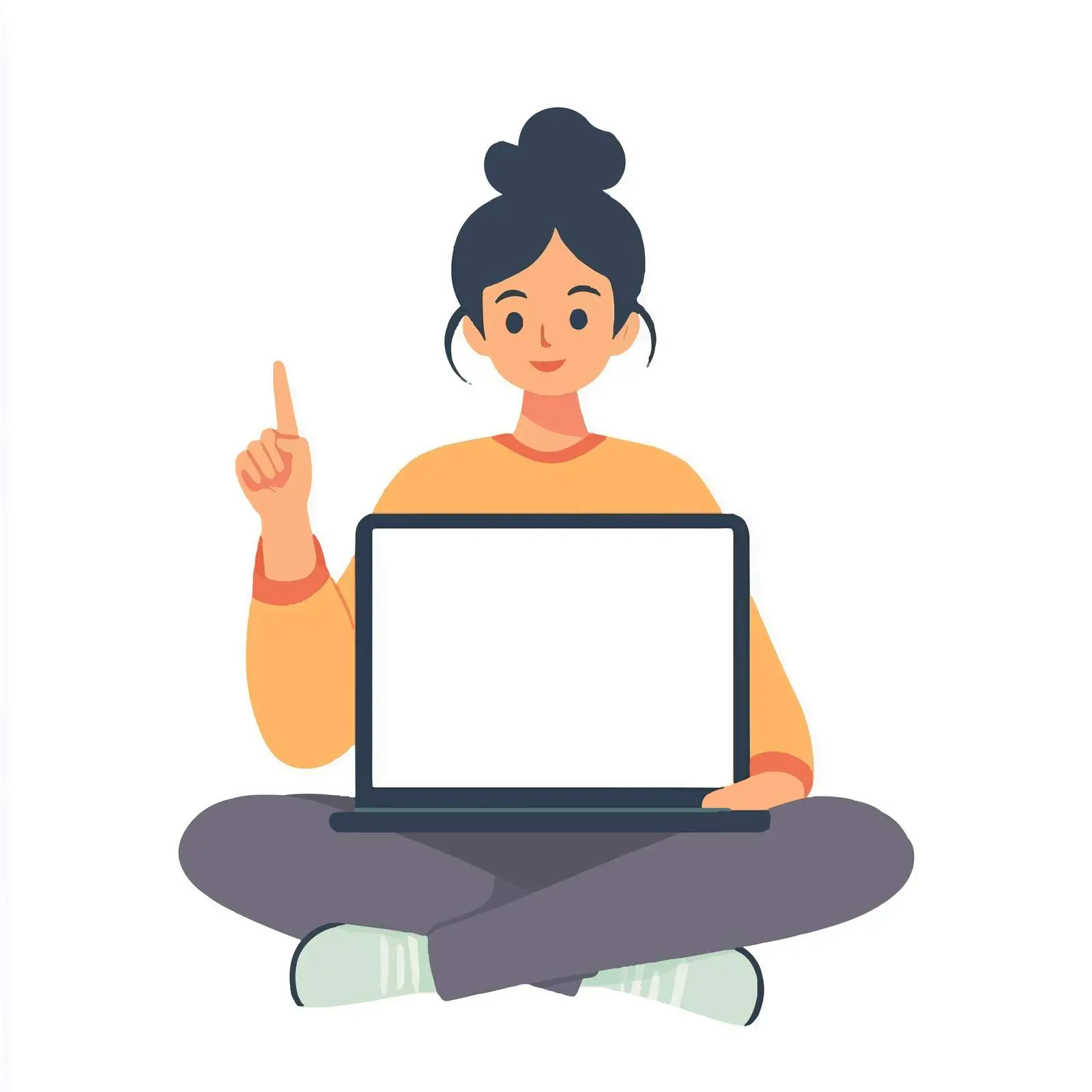 Young Woman Pointing at Laptop Screen — free download from Dotvec