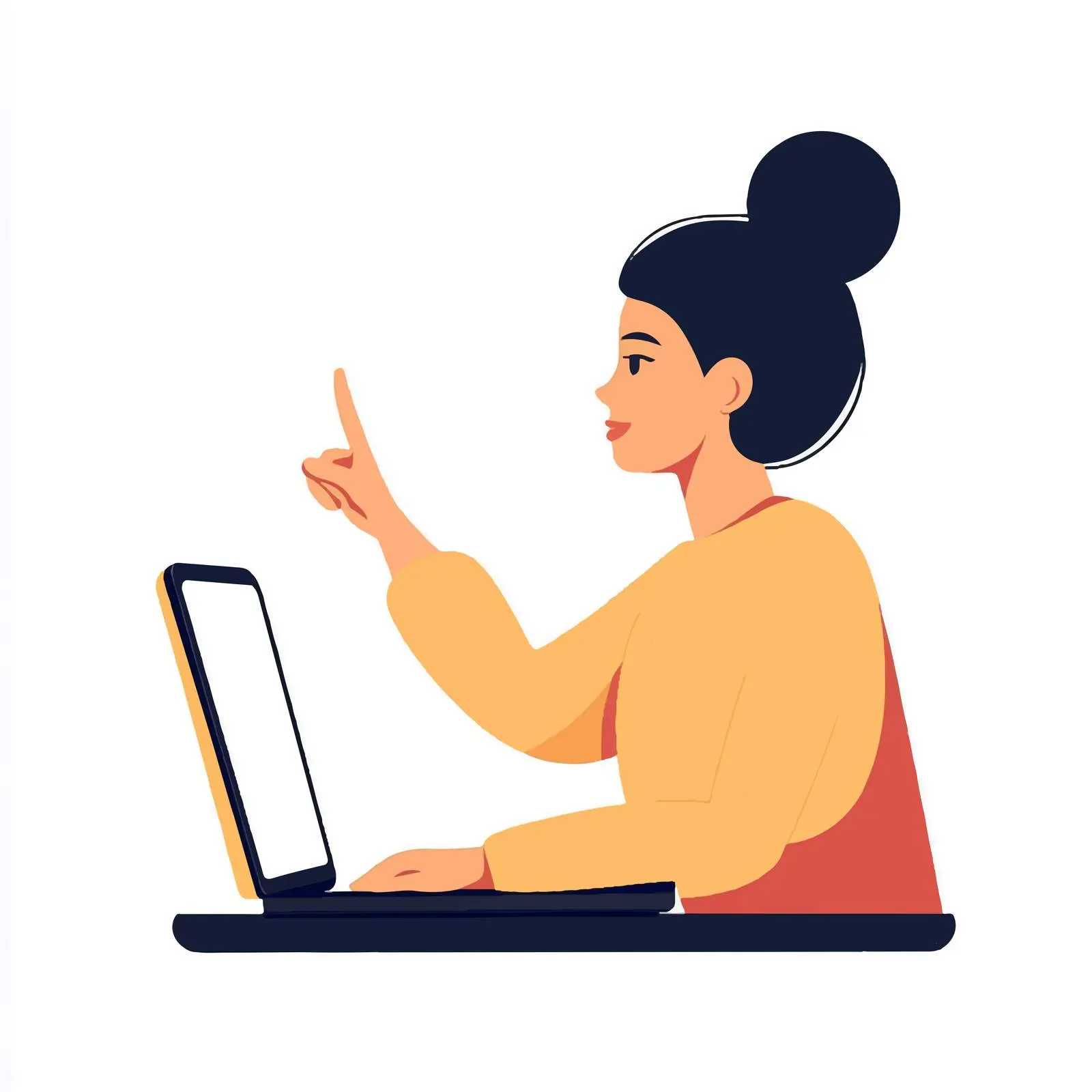 Young Woman Pointing at Laptop Screen — free download from Dotvec