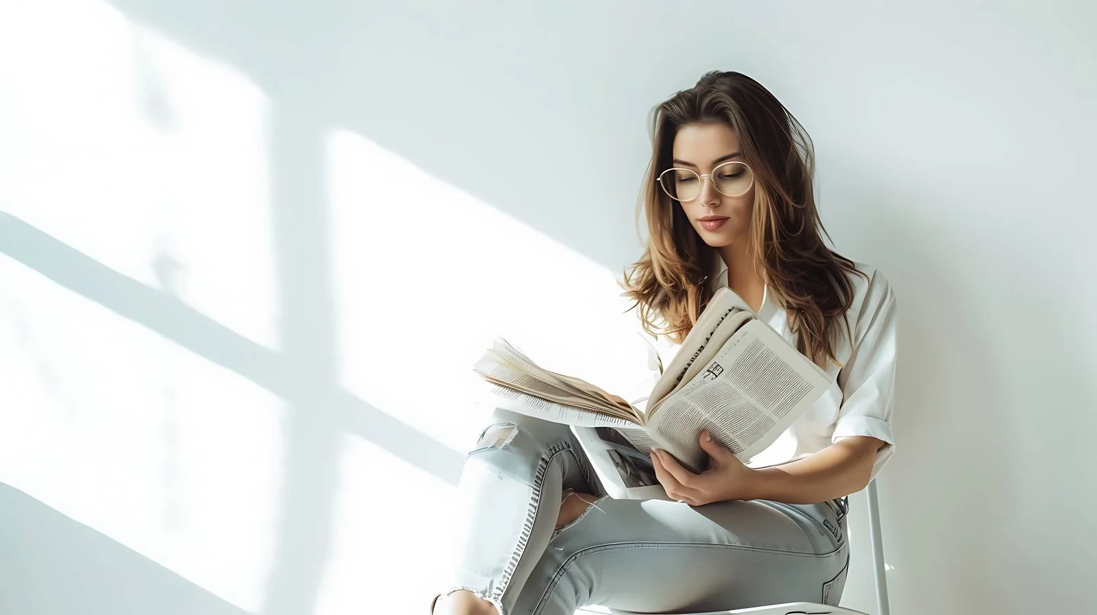 Professional Woman in Coworking Space Reading – free coworking image from Dotvec