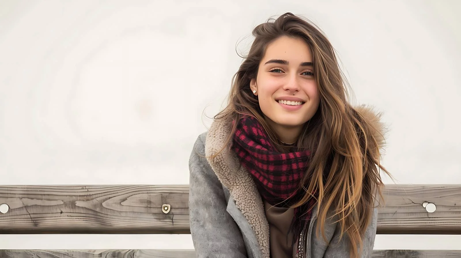 Joyful Young Woman on Bench — free download from Dotvec