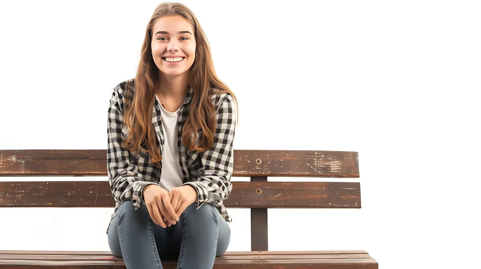 Smiling Woman on Bench — free download from Dotvec