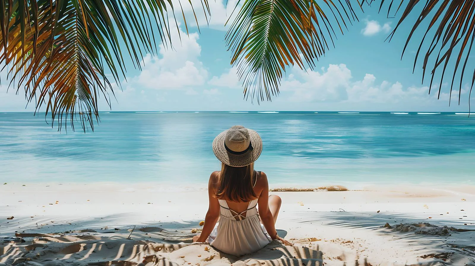 Serene Woman on Tropical Beach — free download from Dotvec
