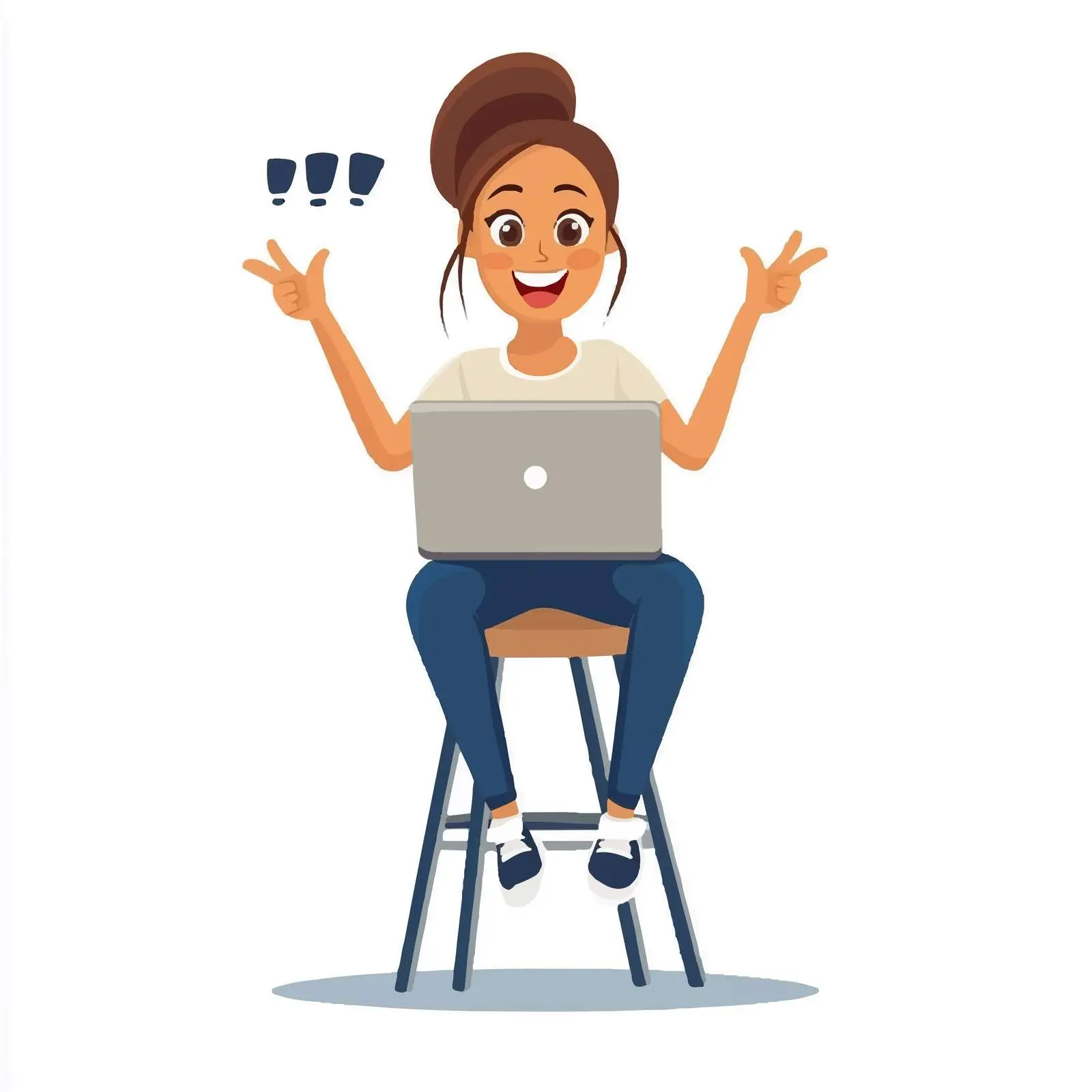 Young Woman Sitting with Laptop on Stool — free download from Dotvec