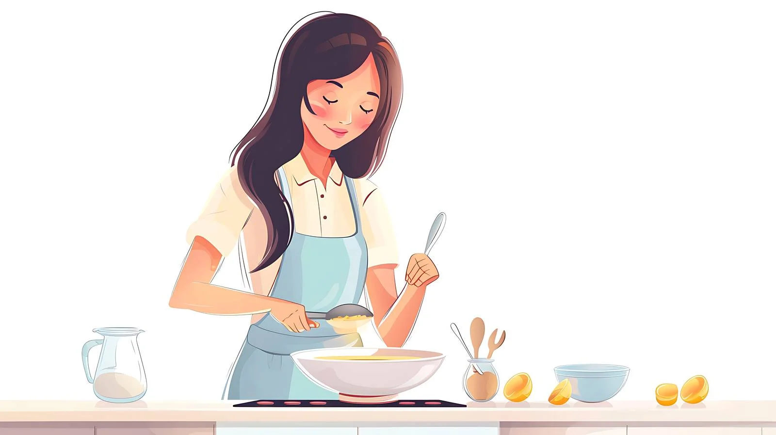 Cooking Young Woman Kitchen Isolated — free download from Dotvec