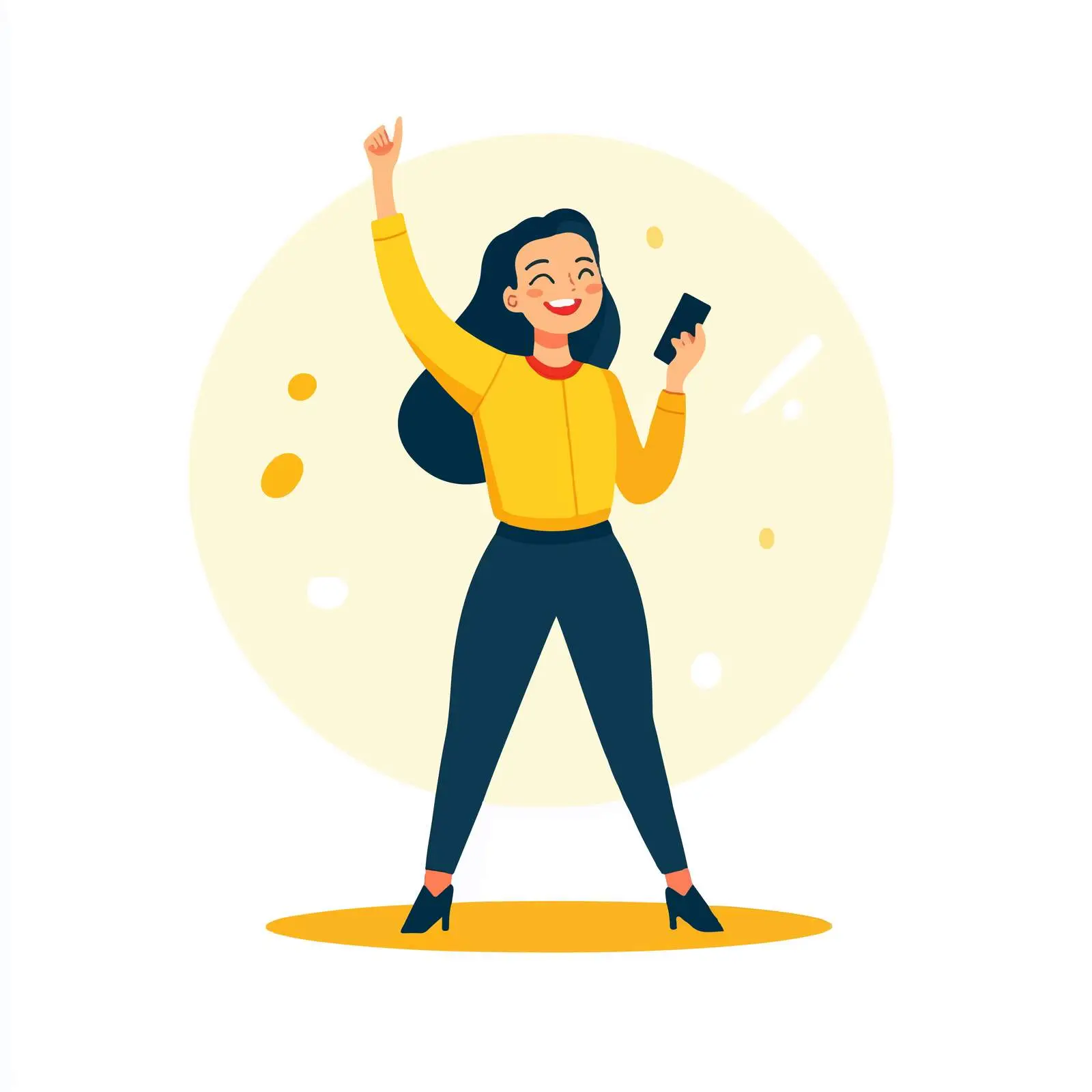 Young Woman Celebrating Work Success on Phone — free download from Dotvec