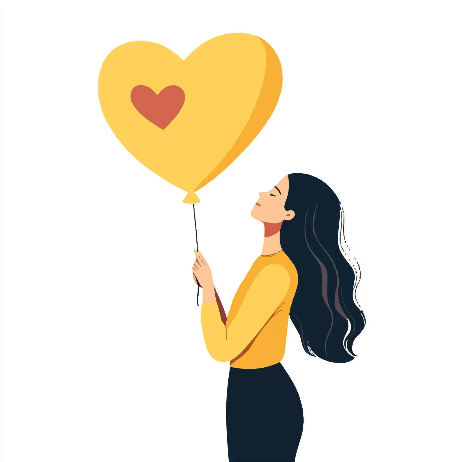 Young Woman Reflecting on Love with Balloon — free download from Dotvec