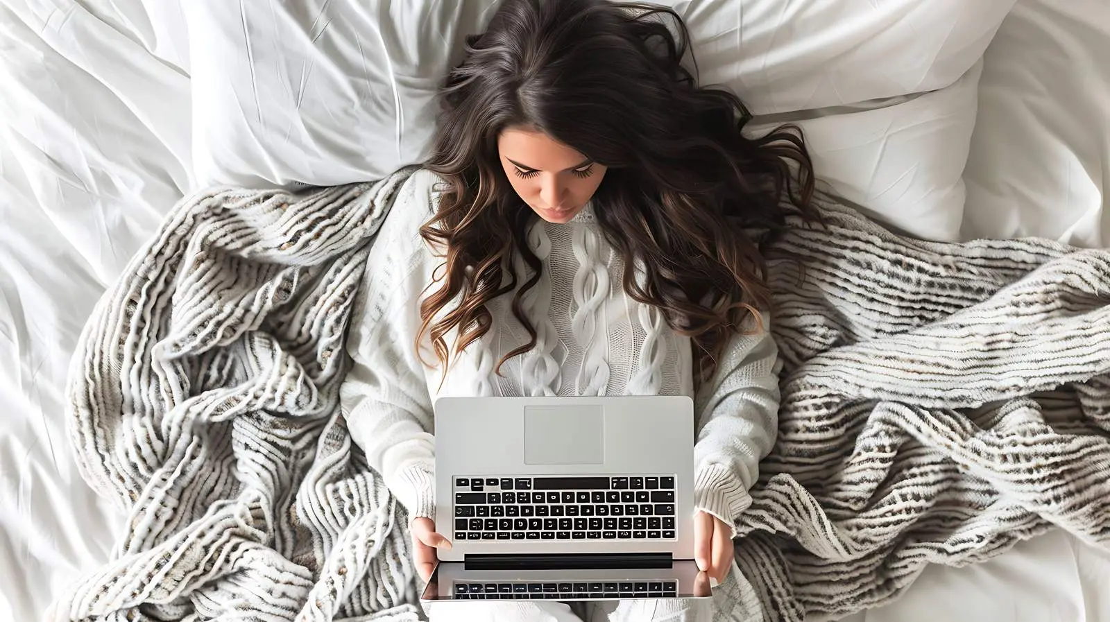 Young Woman Typing on Laptop — free download from Dotvec