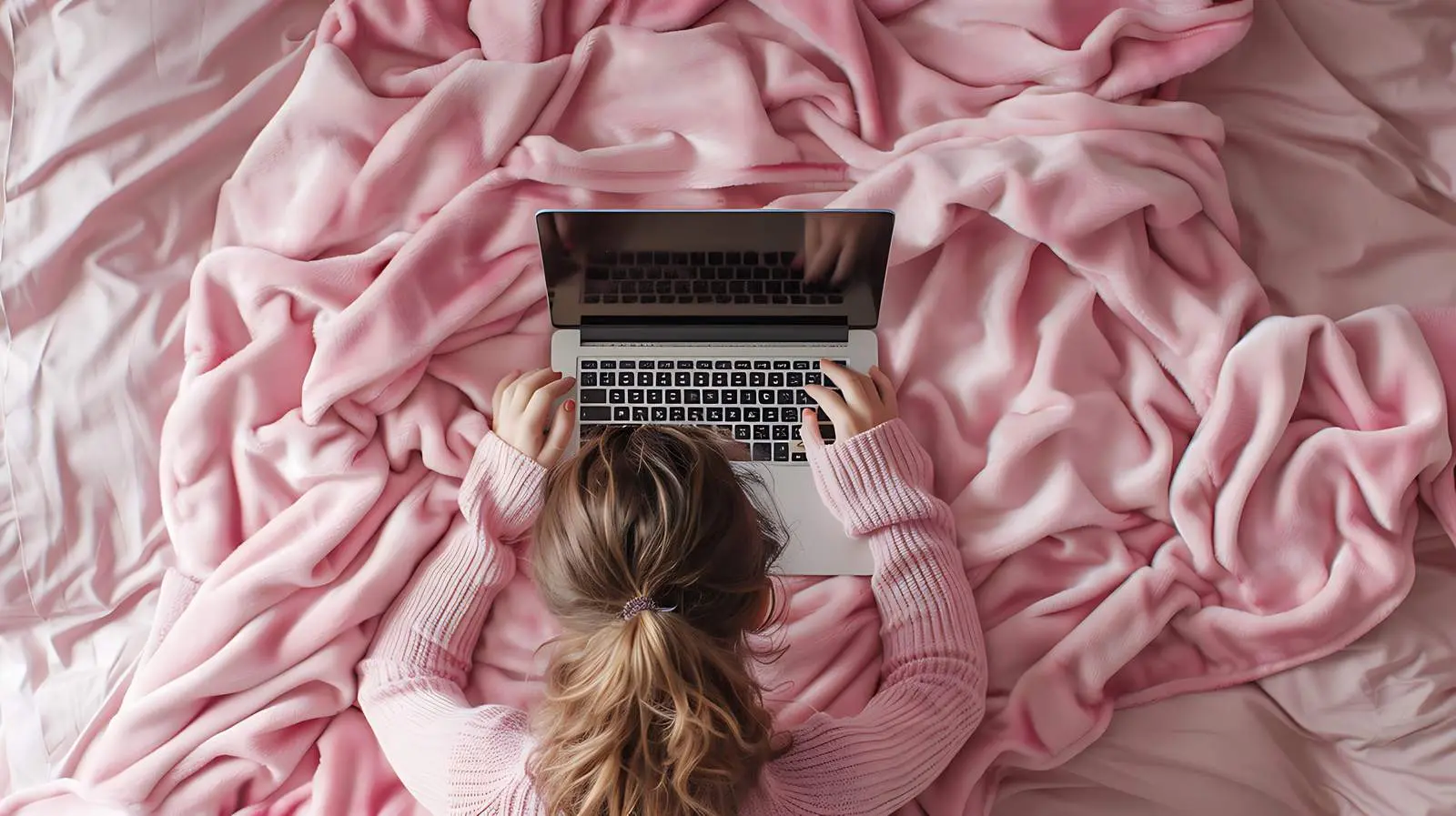 Young Woman Typing on Laptop – free typing image from Dotvec