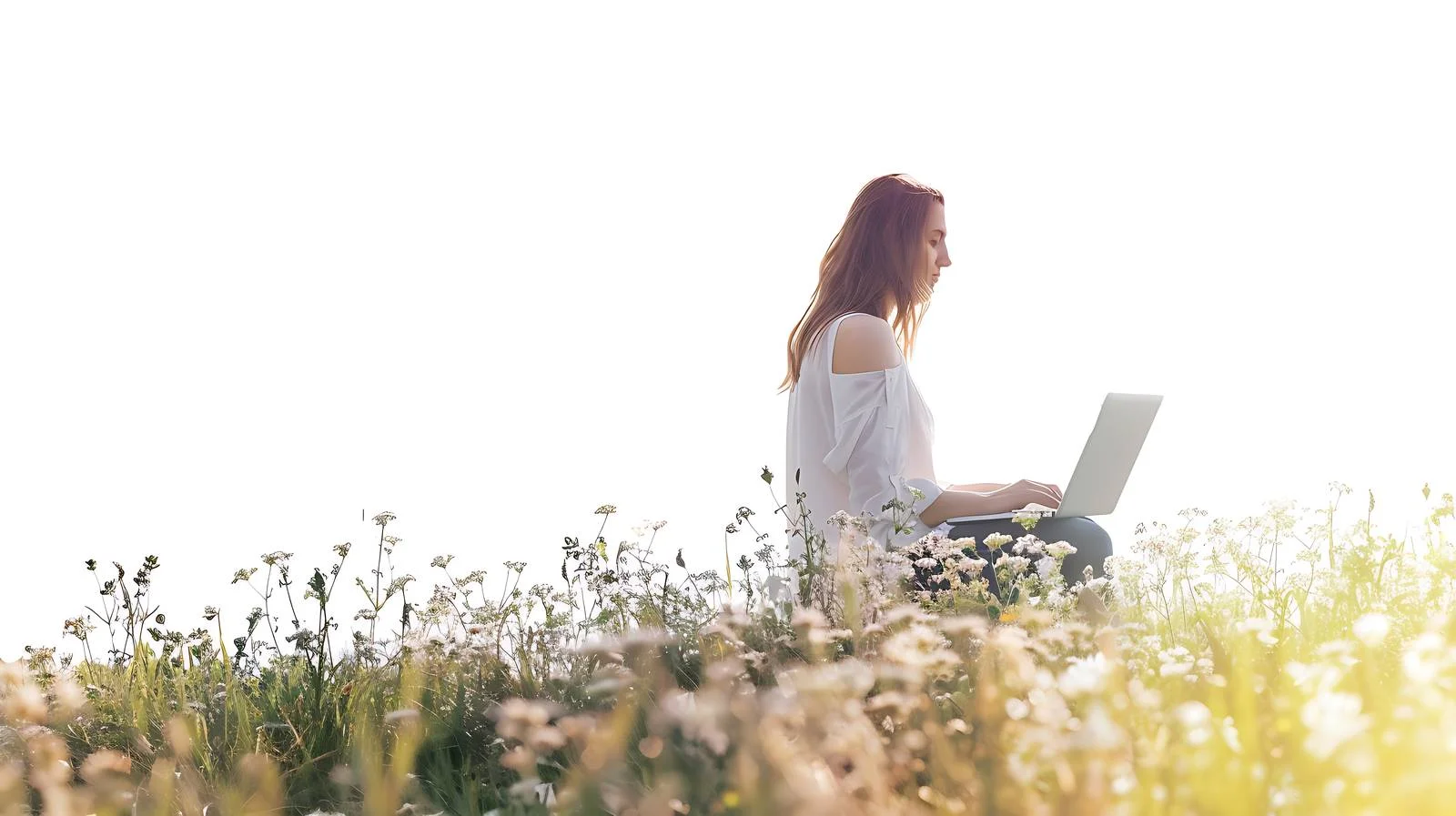 Outdoor Laptop Use by Young Woman — free download from Dotvec