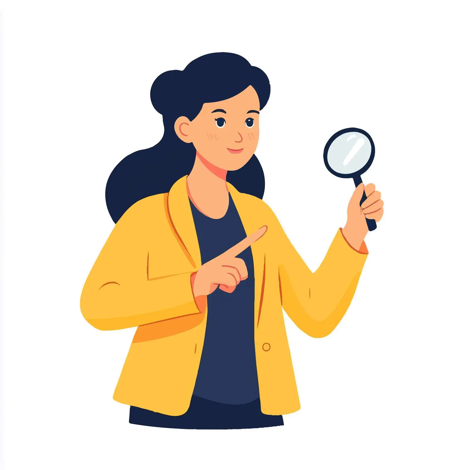 Young Woman with Magnifying Glass Exploring — free download from Dotvec