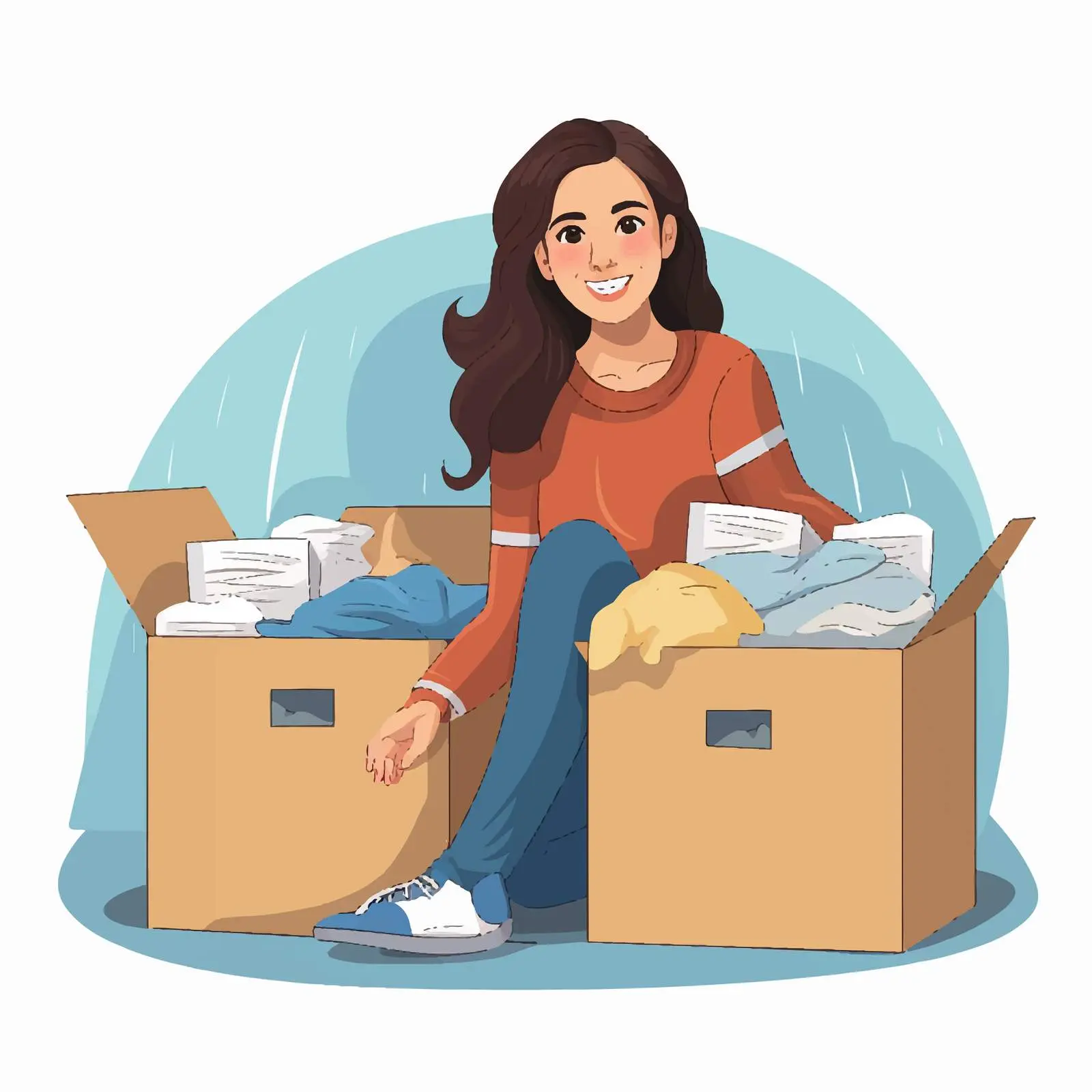 Young Woman Volunteer with Donation Boxes Cartoon Vector – free philanthropy image from Dotvec