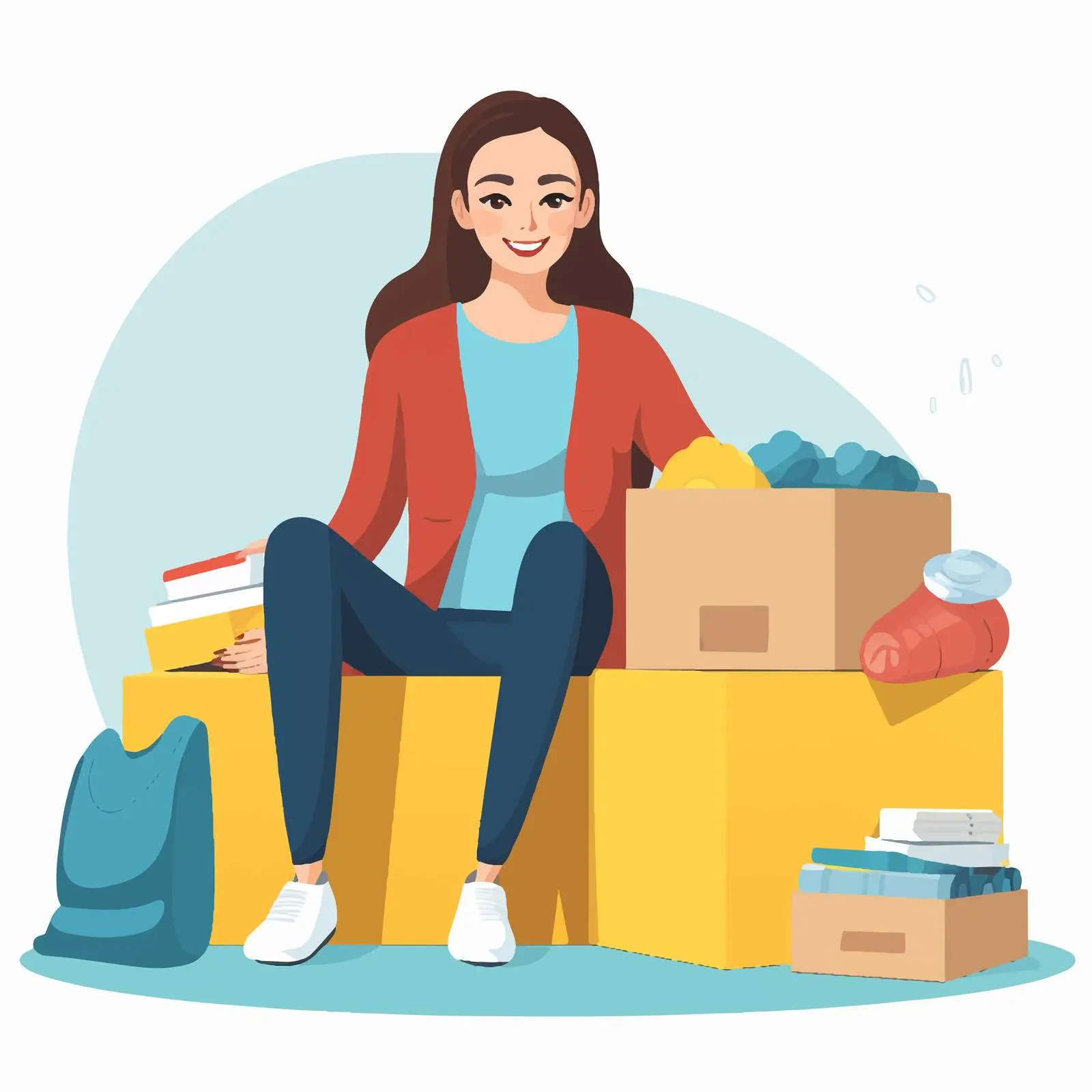 Young Woman Volunteering with Donation Boxes — free download from Dotvec