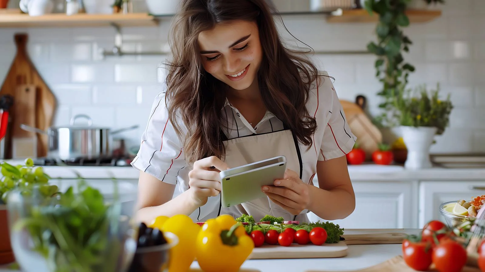 Digital Tablet Video Watching Young Woman — free download from Dotvec