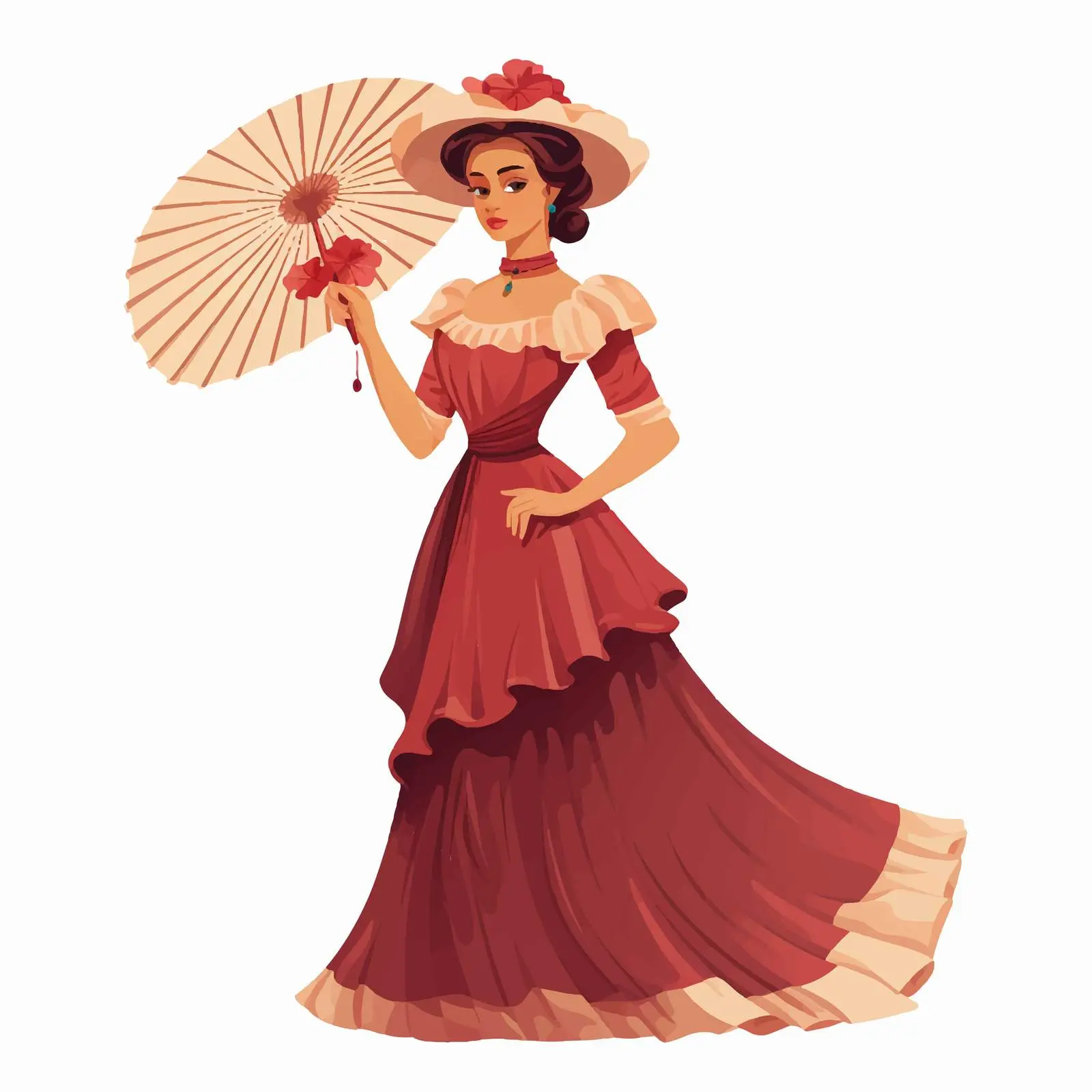 Vintage Style Woman in Elegant Hat and Dress — free download from Dotvec