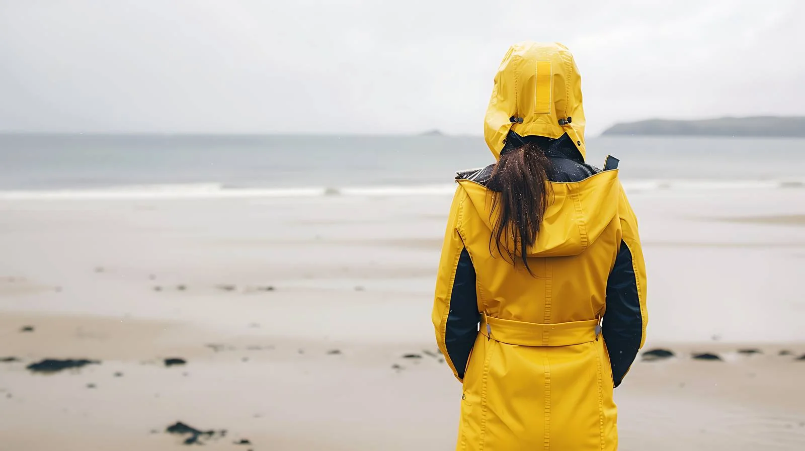 Fashionable Woman in Yellow Rain Jacket — free download from Dotvec