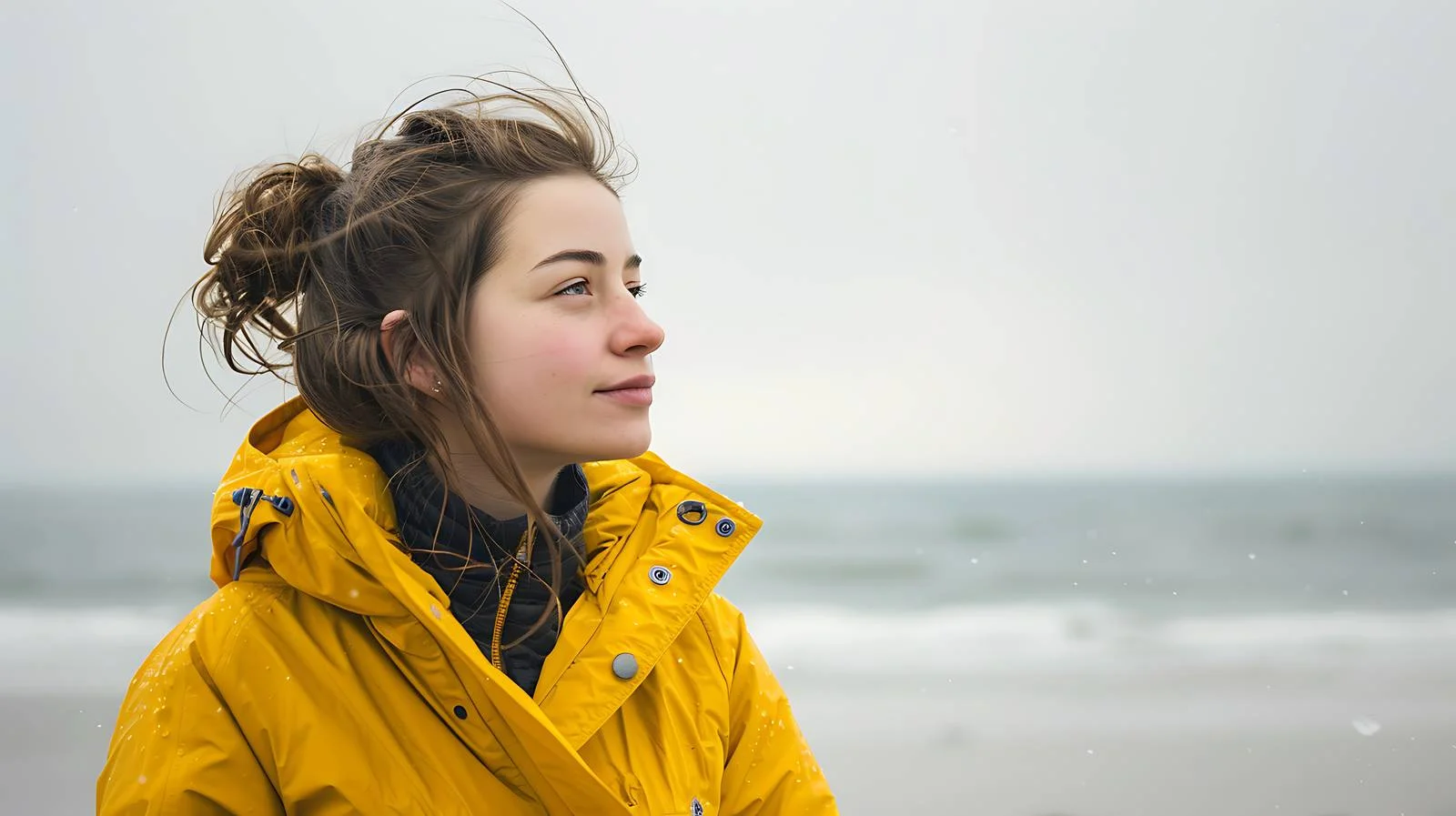 Stylish Woman in Yellow Rain Jacket — free download from Dotvec