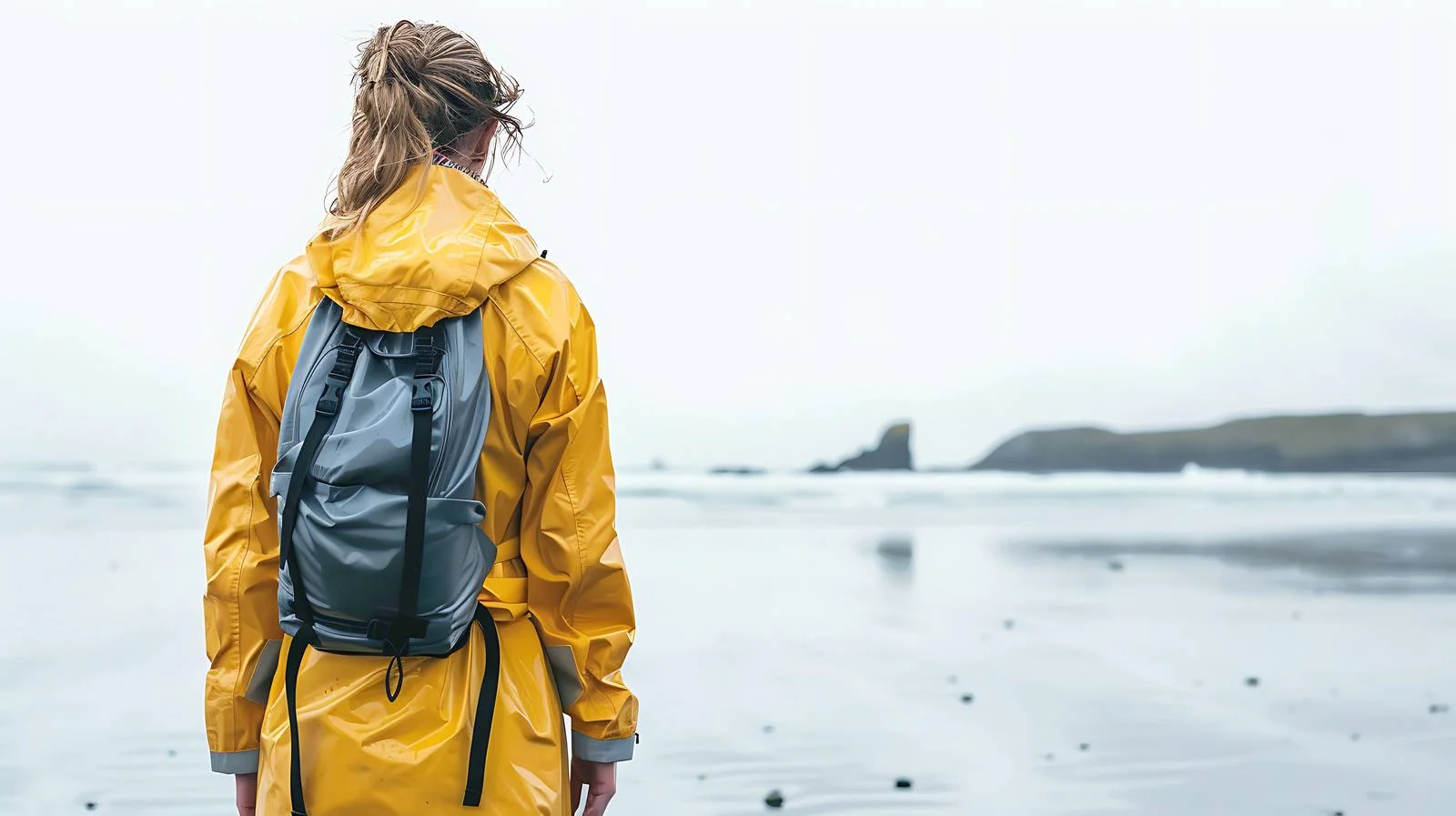Elegant Woman in Yellow Rain Jacket — free download from Dotvec