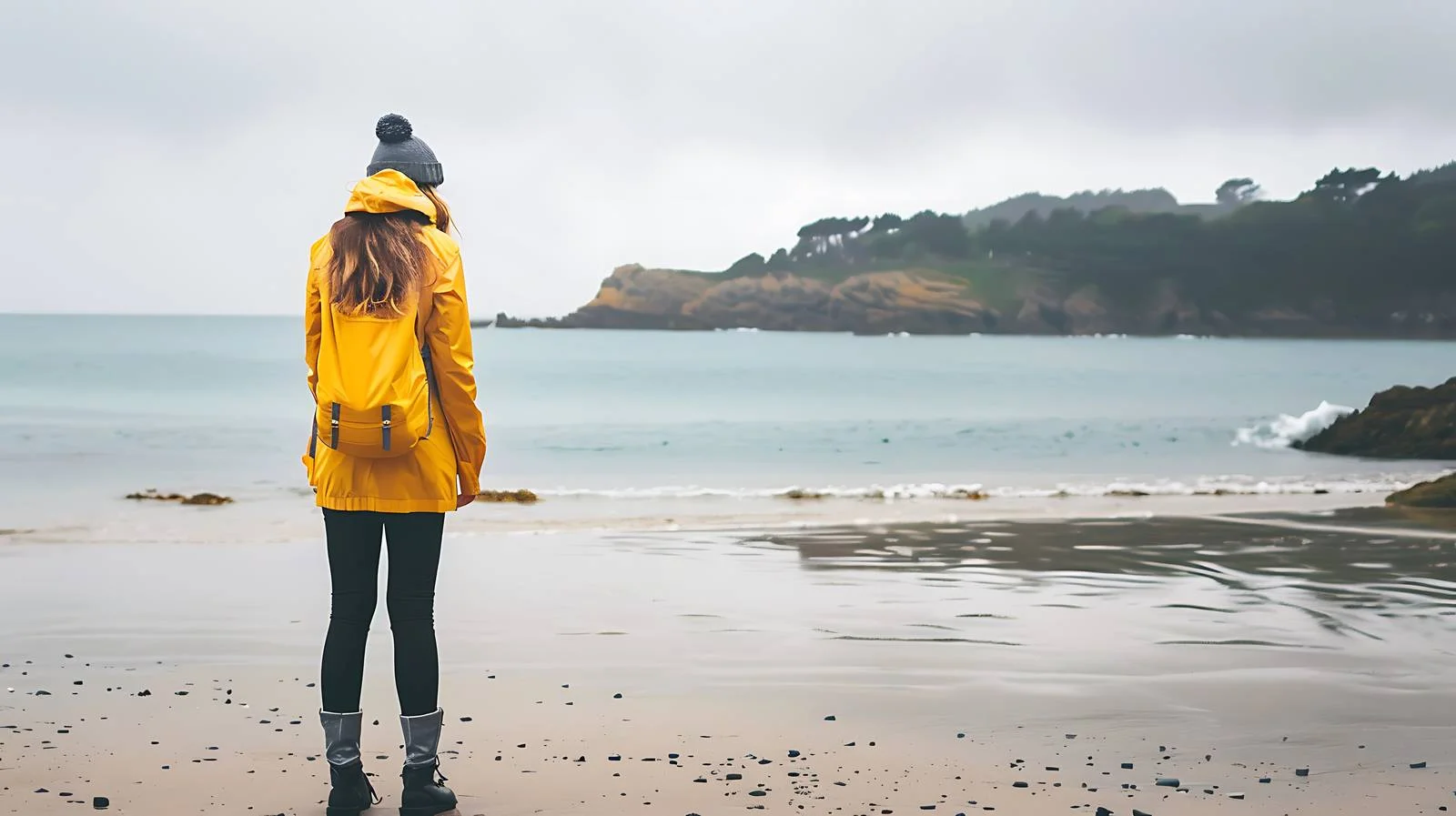 Chic Woman in Yellow Raincoat — free download from Dotvec