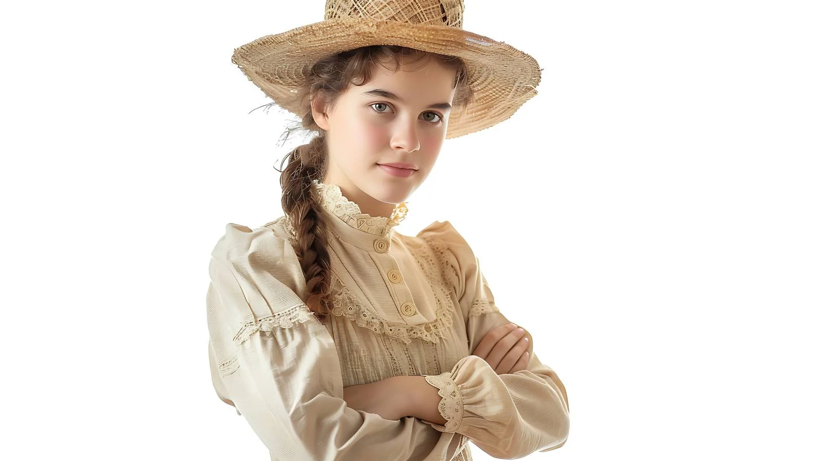 Confident young lady in vintage attire — free download from Dotvec