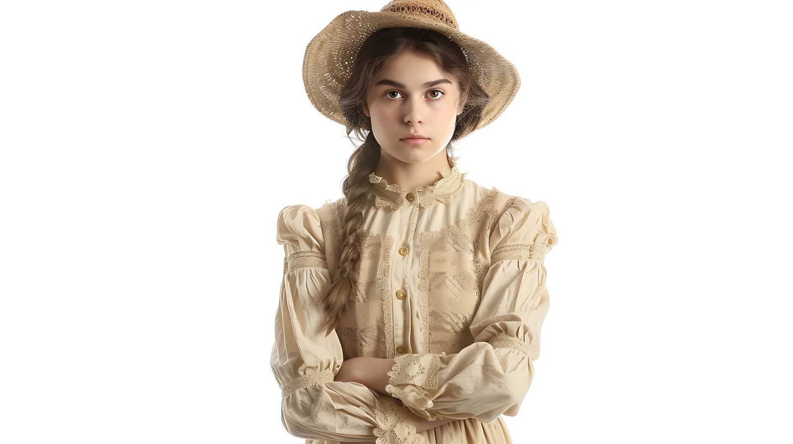 Confident young lady in beige attire — free download from Dotvec