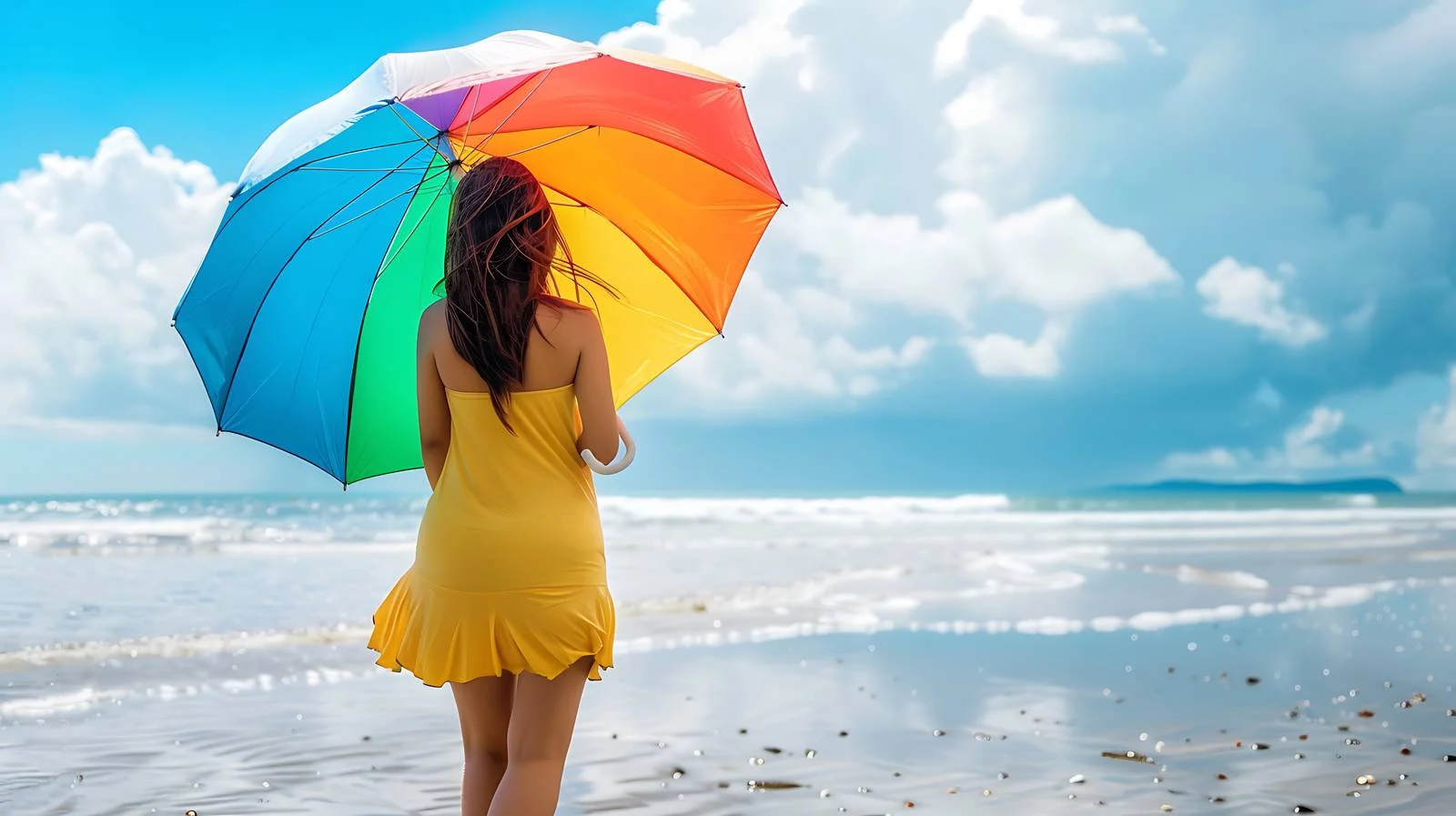 Vibrant Beach Umbrella Portrait — free download from Dotvec
