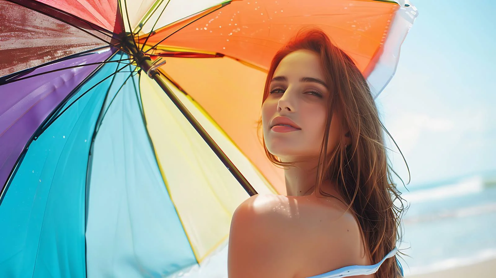 Beach Chic with Colorful Umbrella — free download from Dotvec