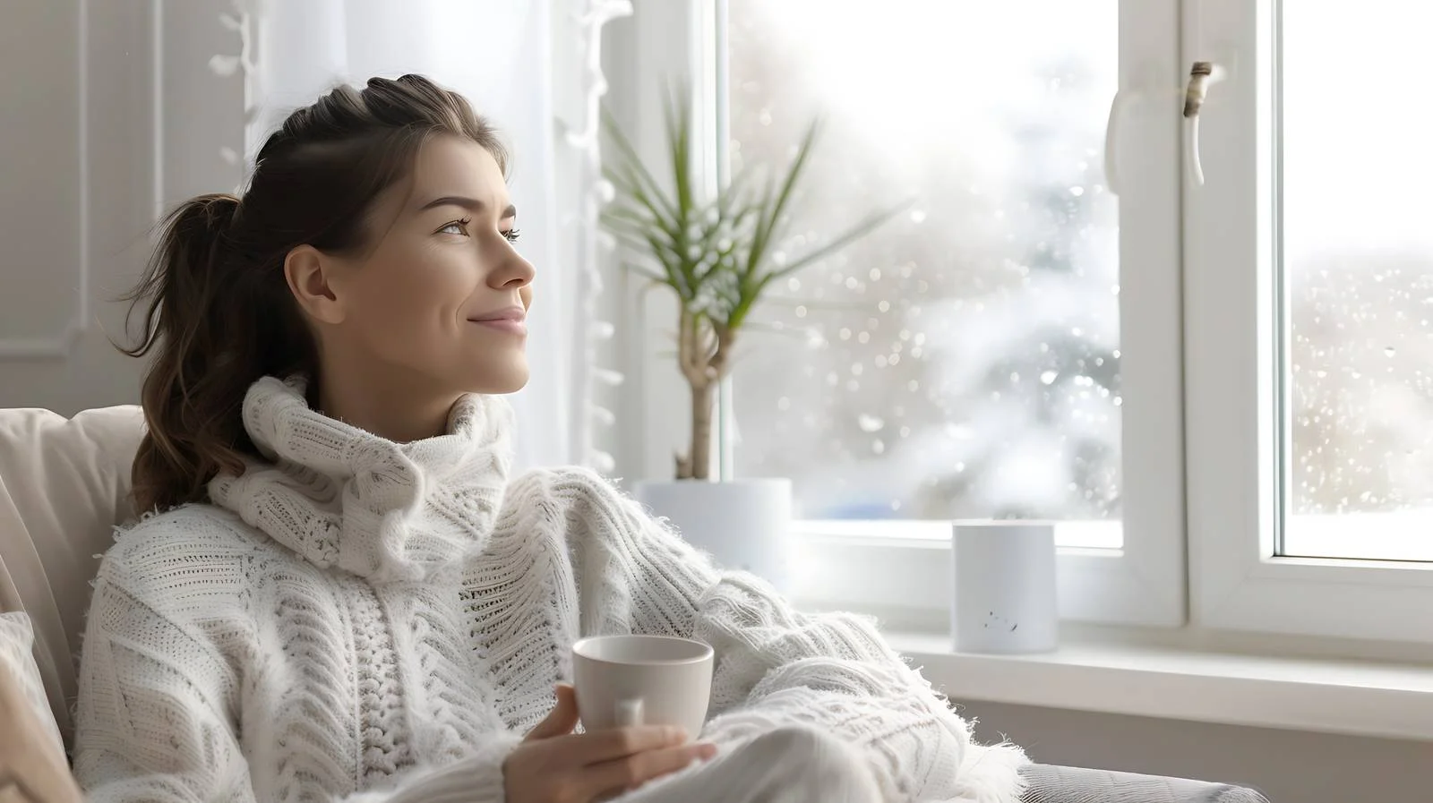 Relaxed Woman Enjoying Coffee on Couch — free download from Dotvec