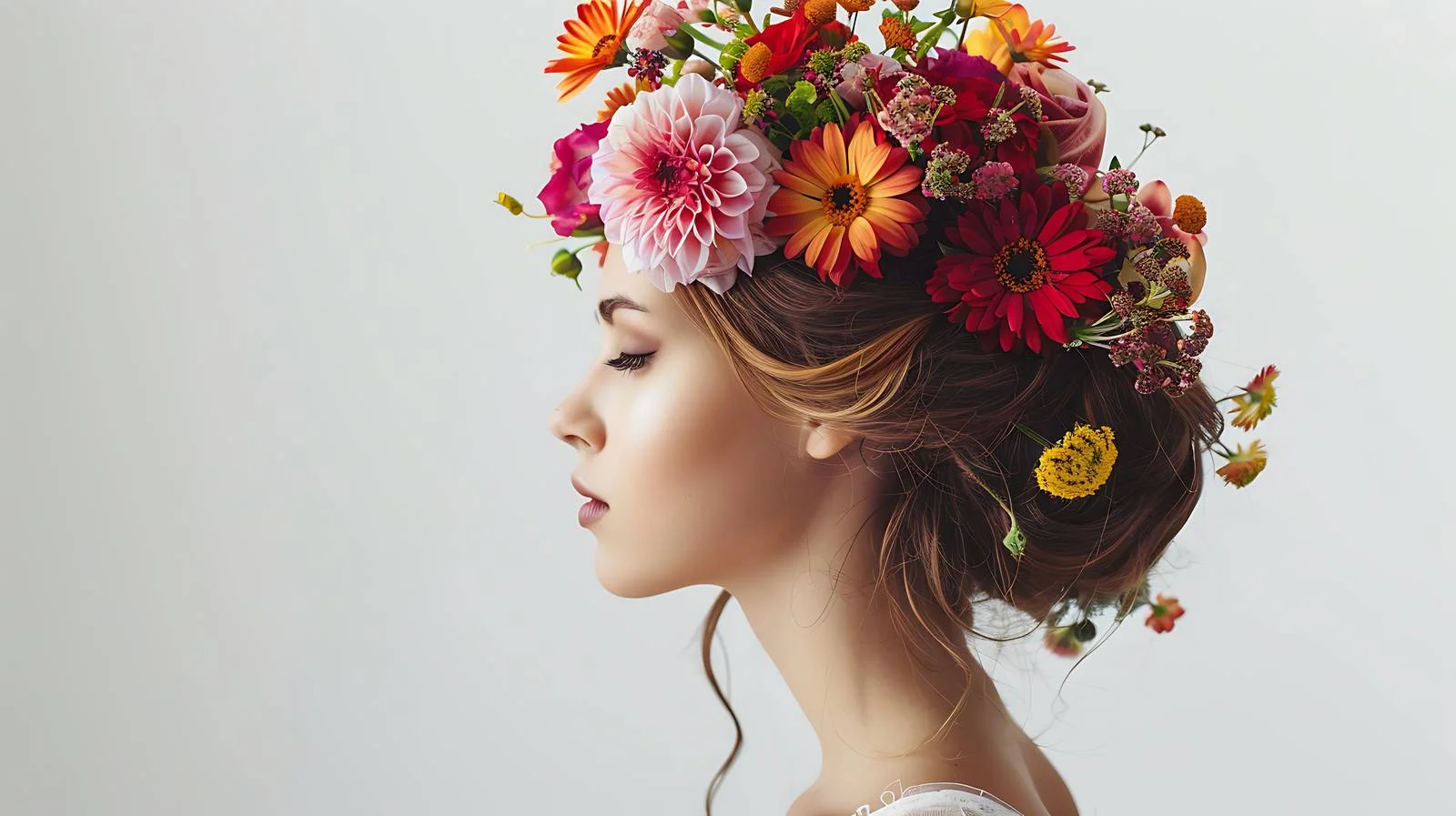 Elegant Woman Adorned with Floral Hair Accessories — free download from Dotvec