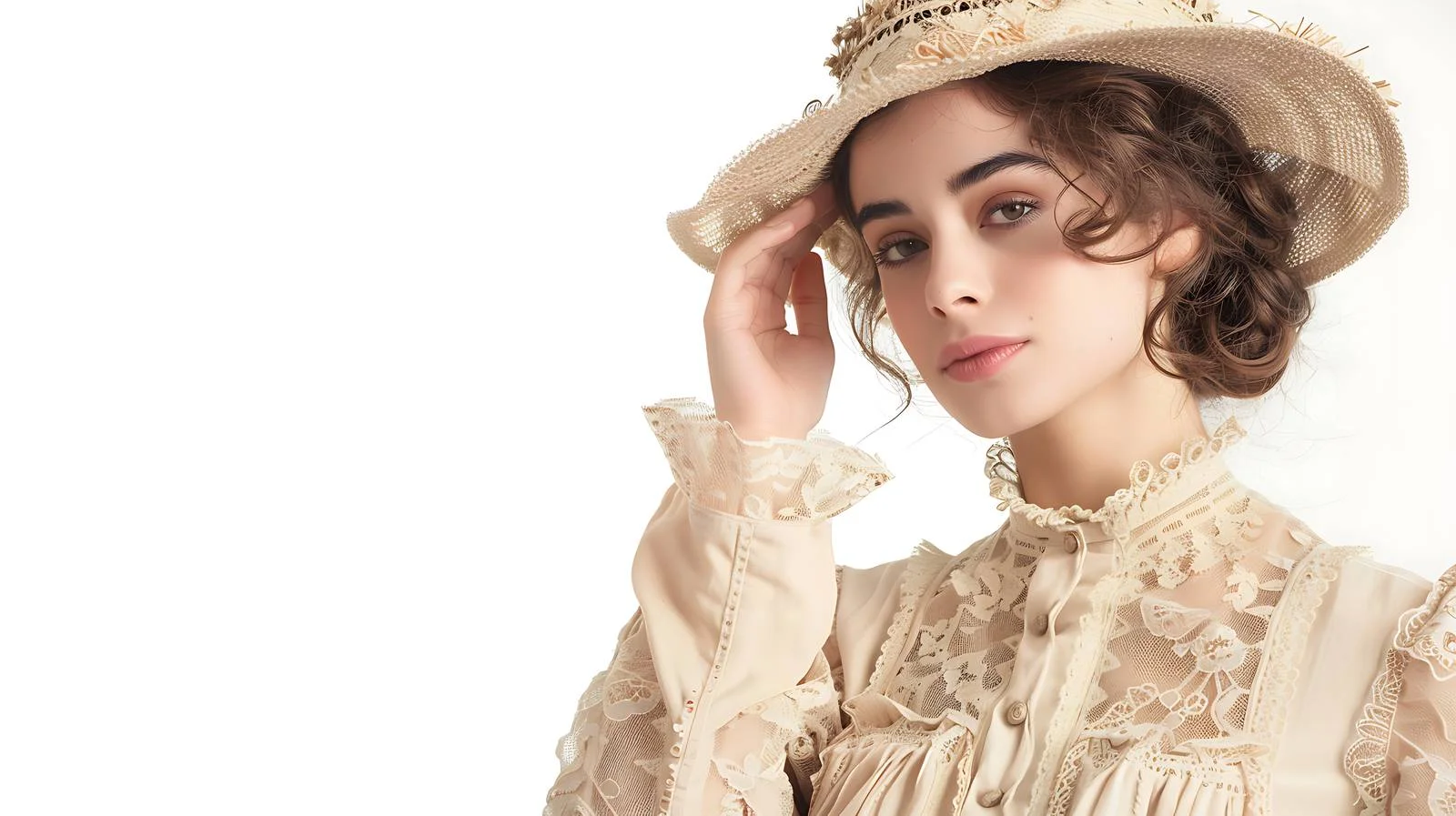 Elegant Woman with Straw Hat Brim — free download from Dotvec