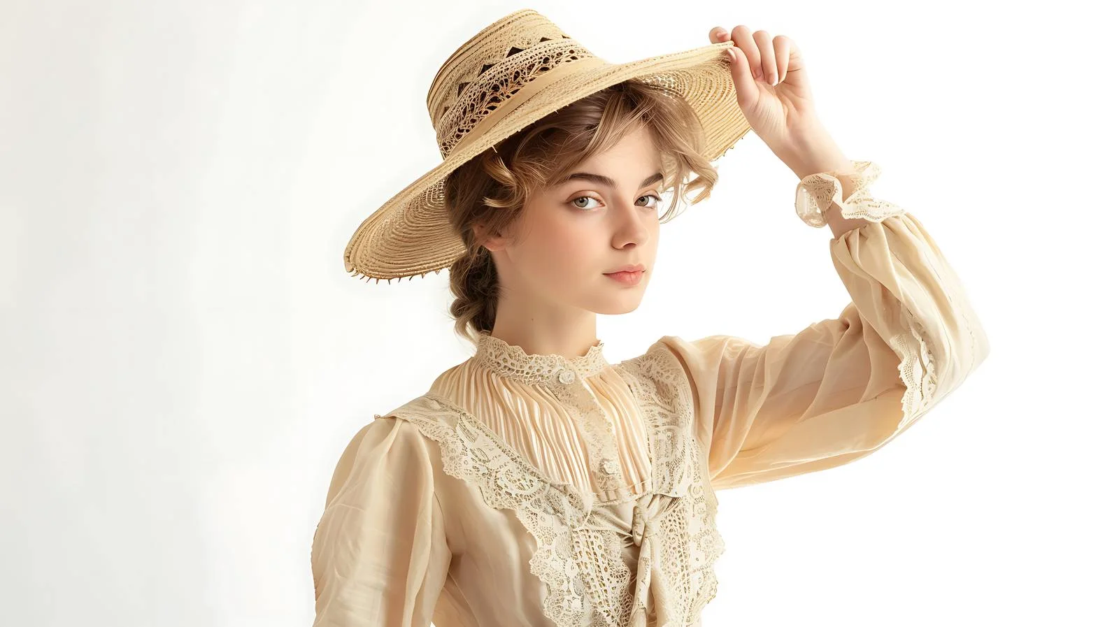 Fashionable Young Woman in Stylish Straw Hat — free download from Dotvec