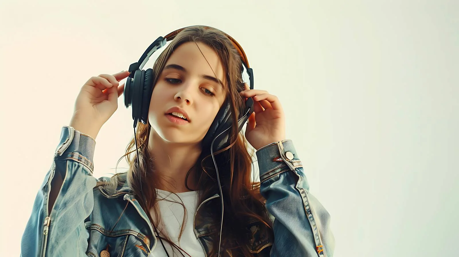 Music-loving Woman Isolated Listening Headphones — free download from Dotvec