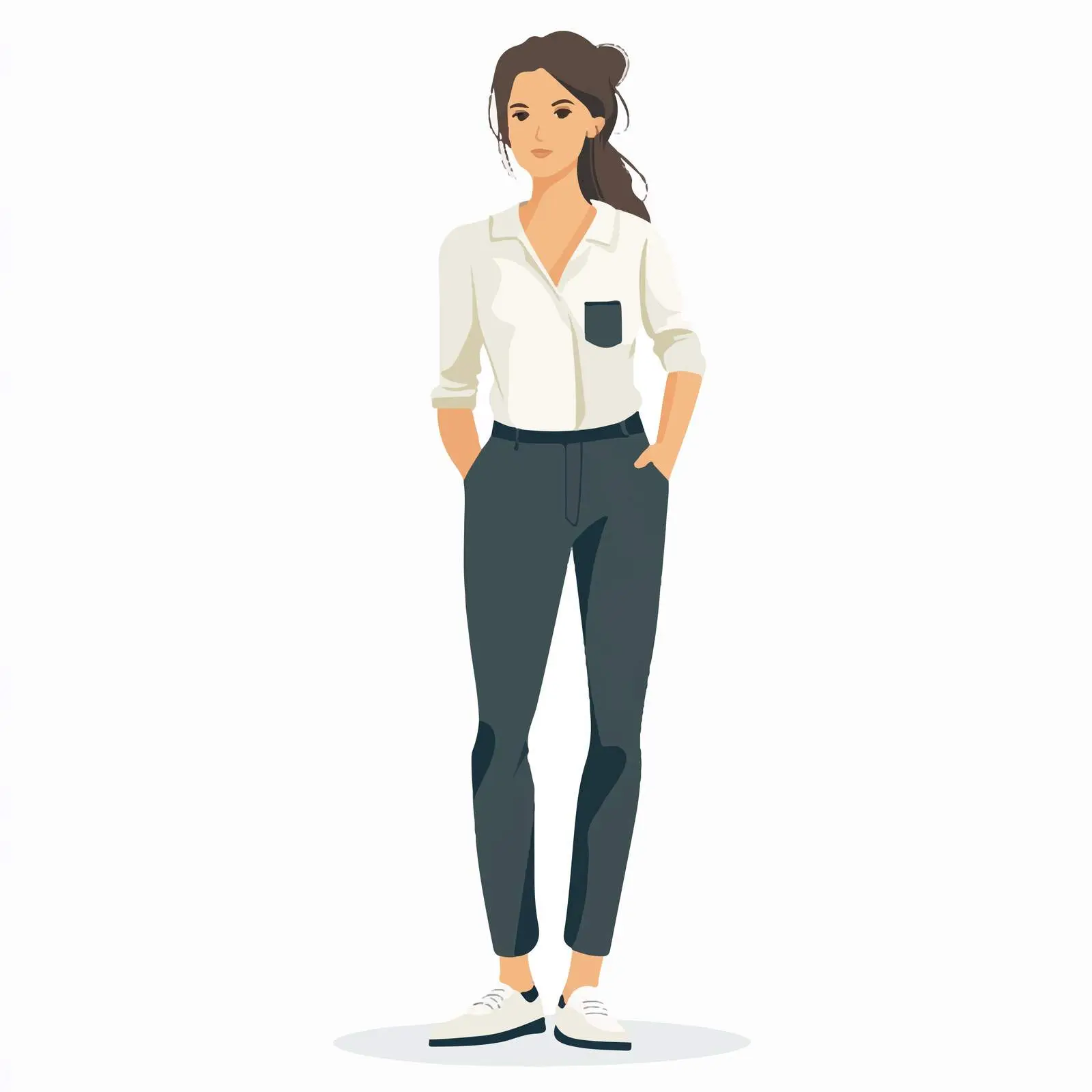Business Casual Young Woman with Pockets — free download from Dotvec