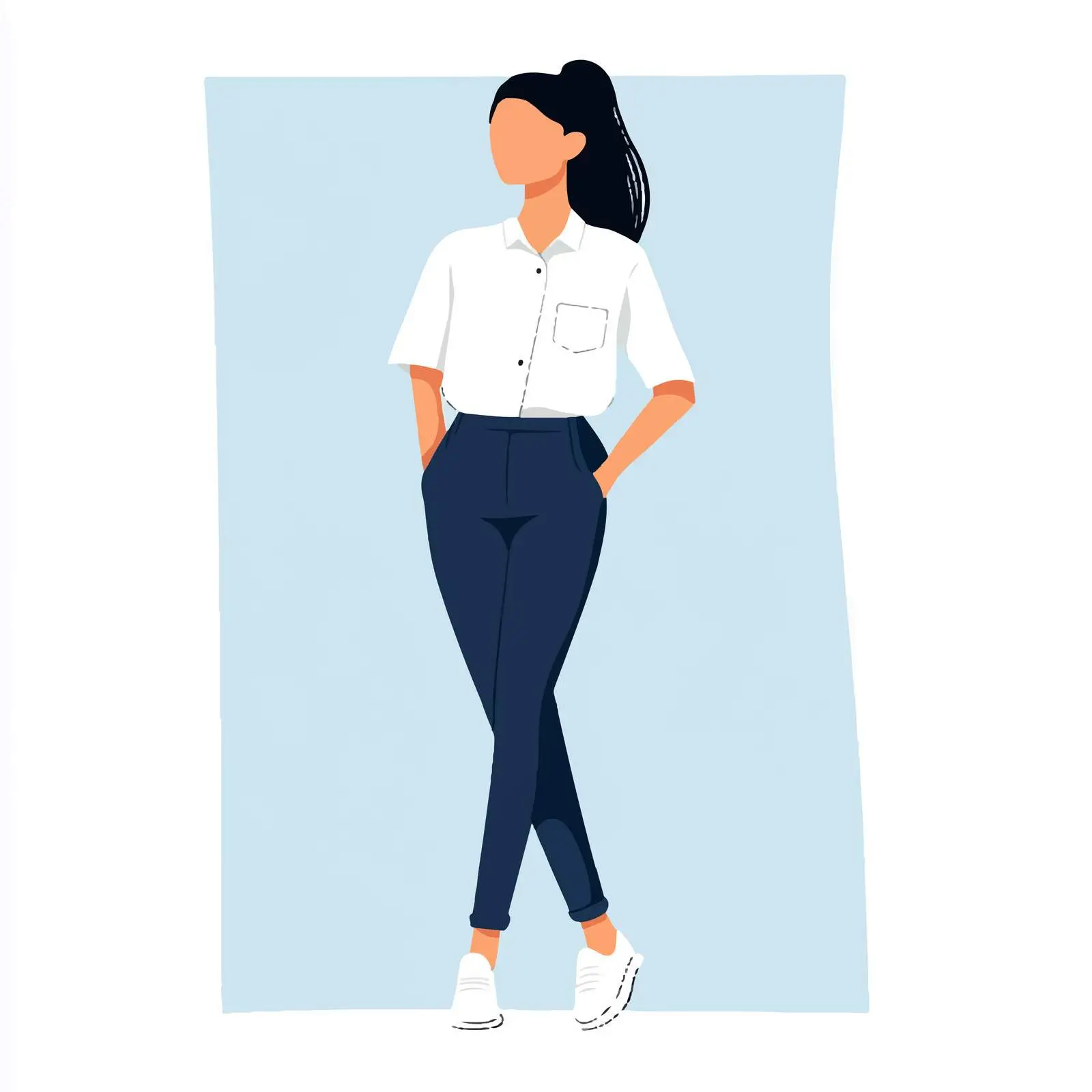 Business Casual Young Woman with Hands in Pockets — free download from Dotvec
