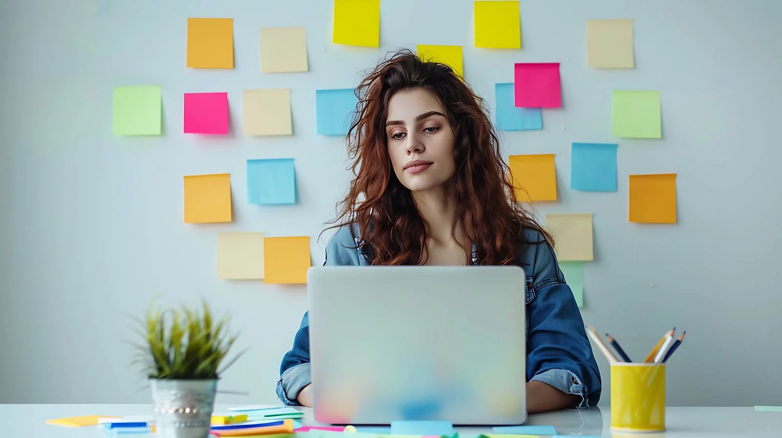 Professional Woman Working with Adhesive — free download from Dotvec