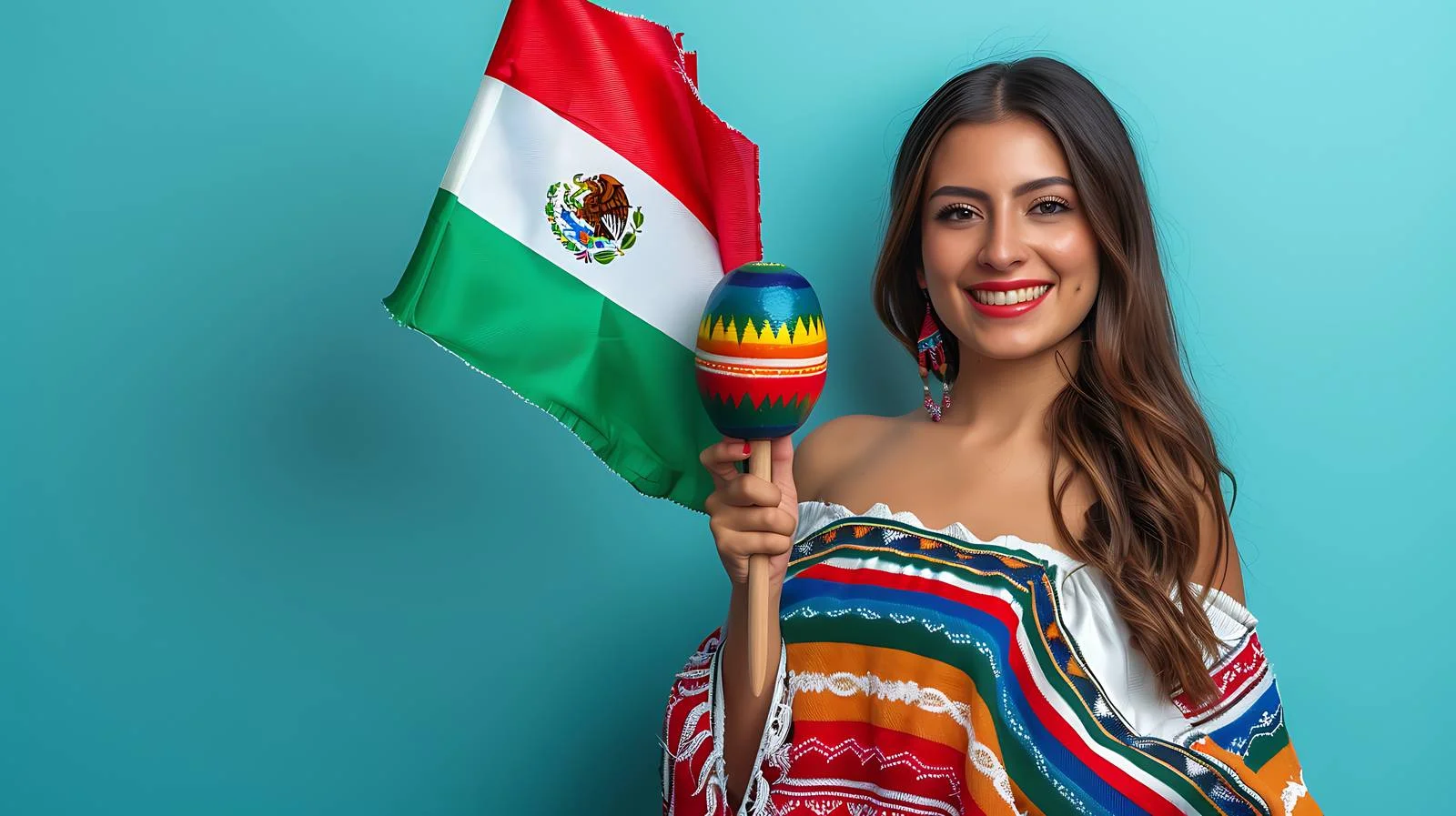 Patriotic Mexican Woman with Maraca — free download from Dotvec