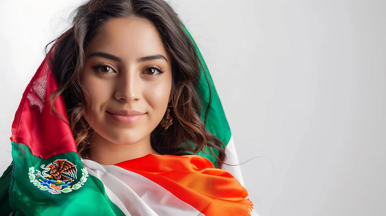 Woman with Mexican Flag on Blue Background — free download from Dotvec