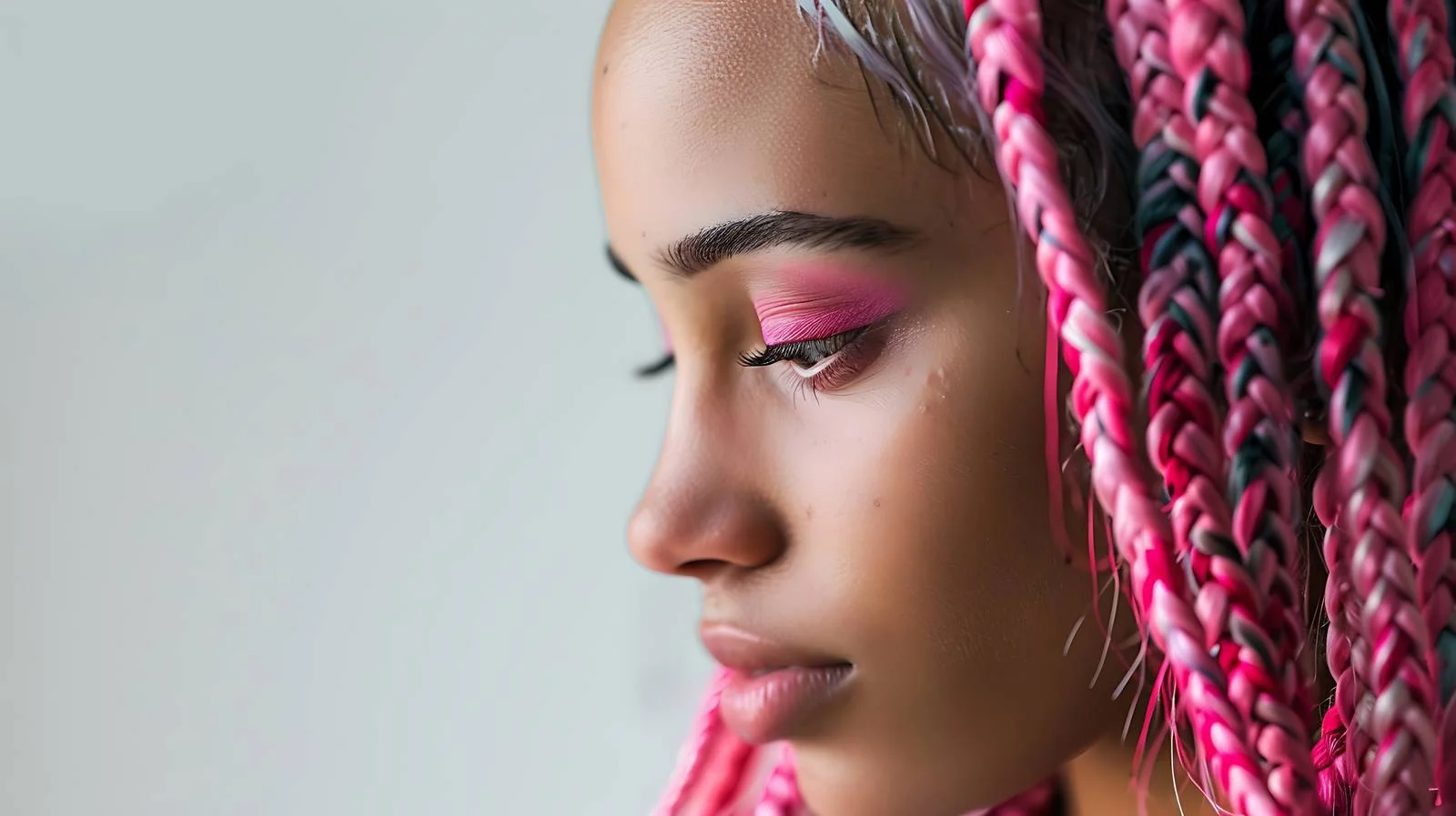 Pink Braided Young Woman Close-Up — free download from Dotvec