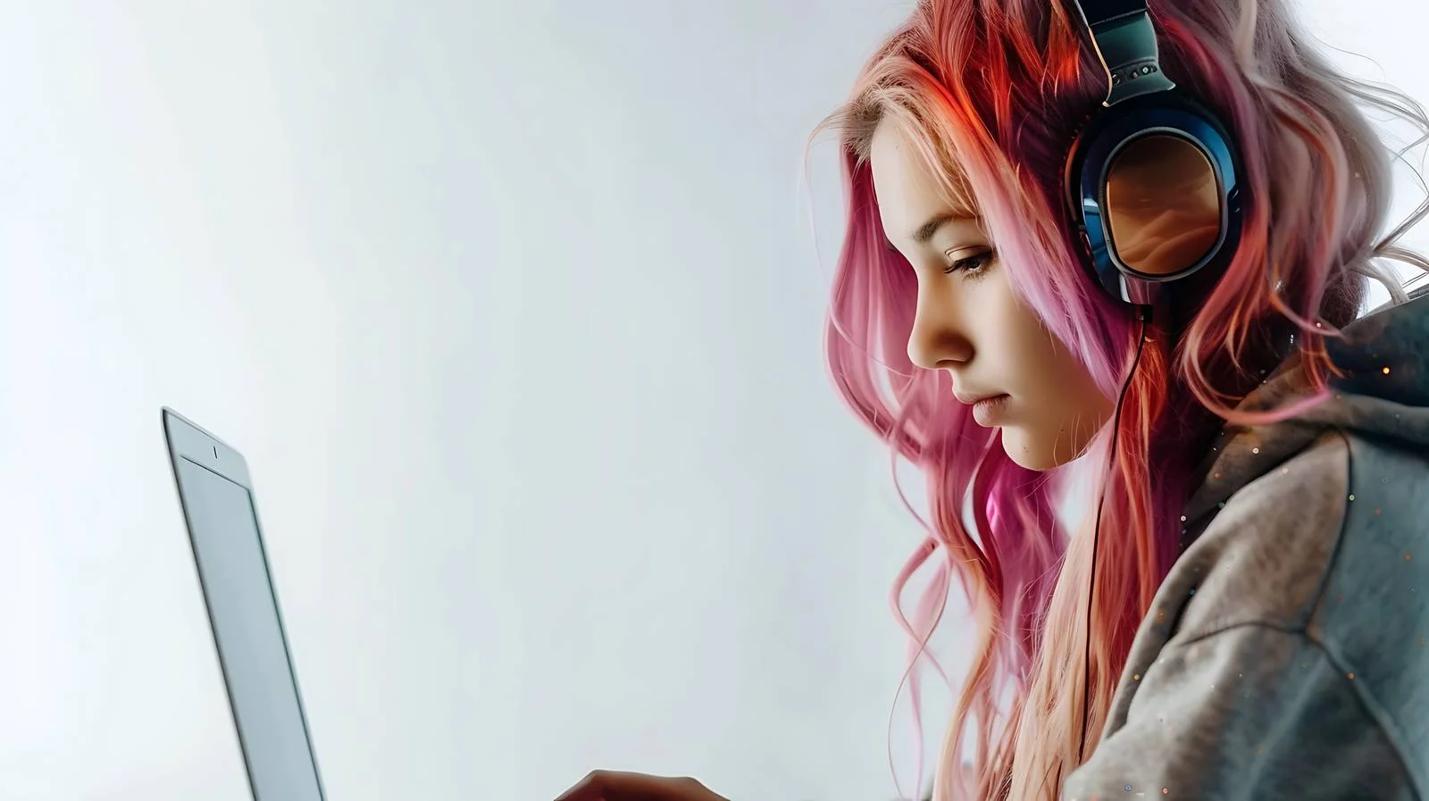 Vibrant Woman in Headphones Portrait — free download from Dotvec