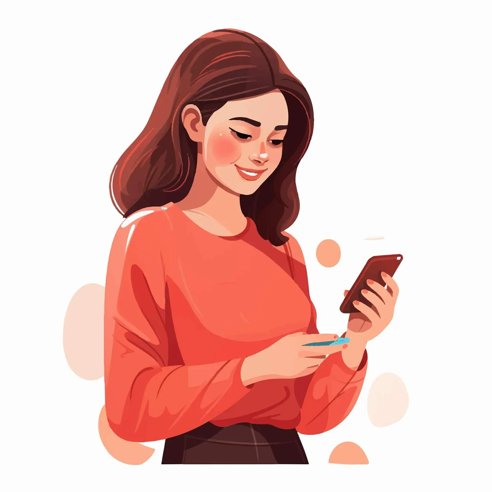 Young Woman with Smartphone Cartoon Avatar Vector – free avatar image from Dotvec