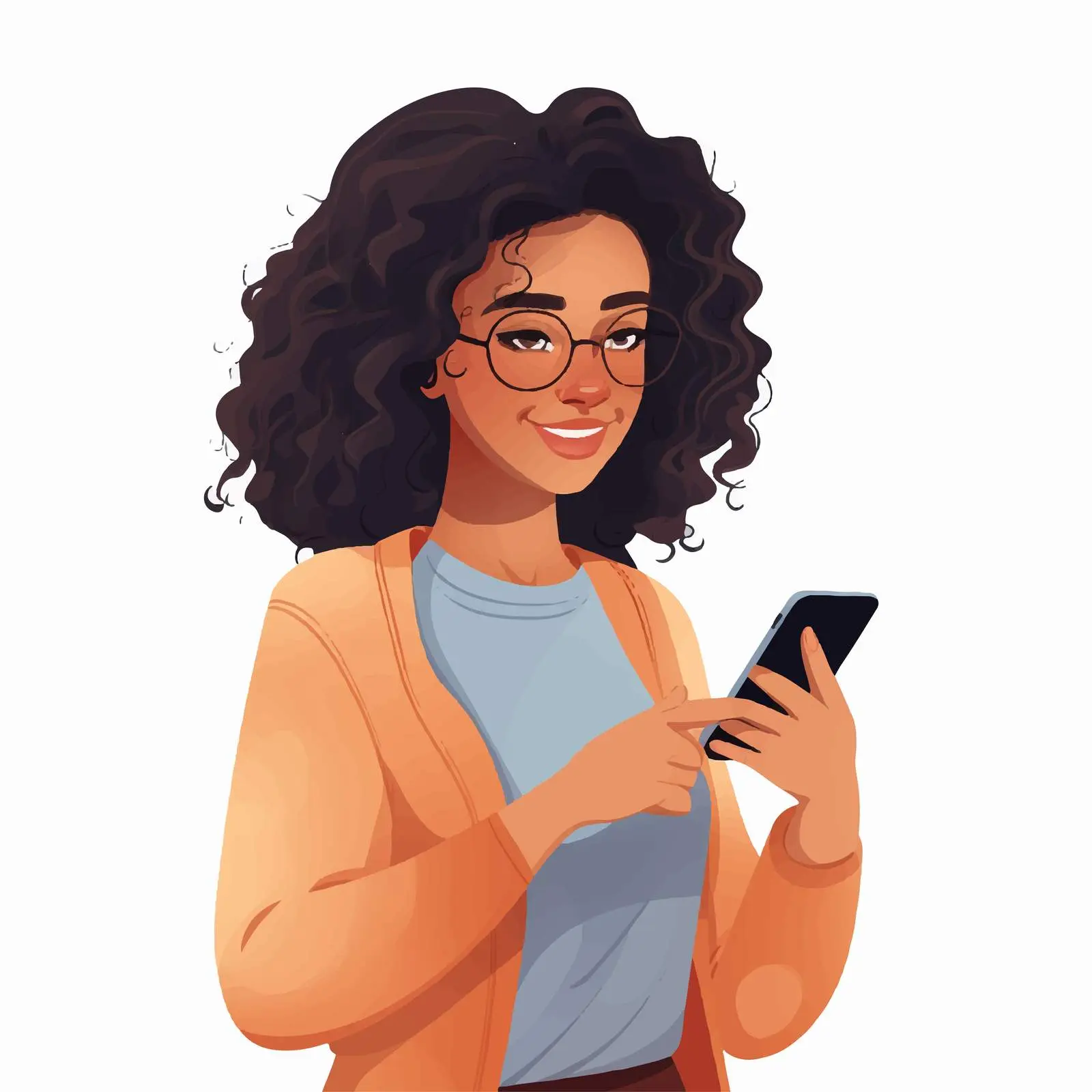 Young Woman with Smartphone Cartoon Vector Avatar – free avatar image from Dotvec