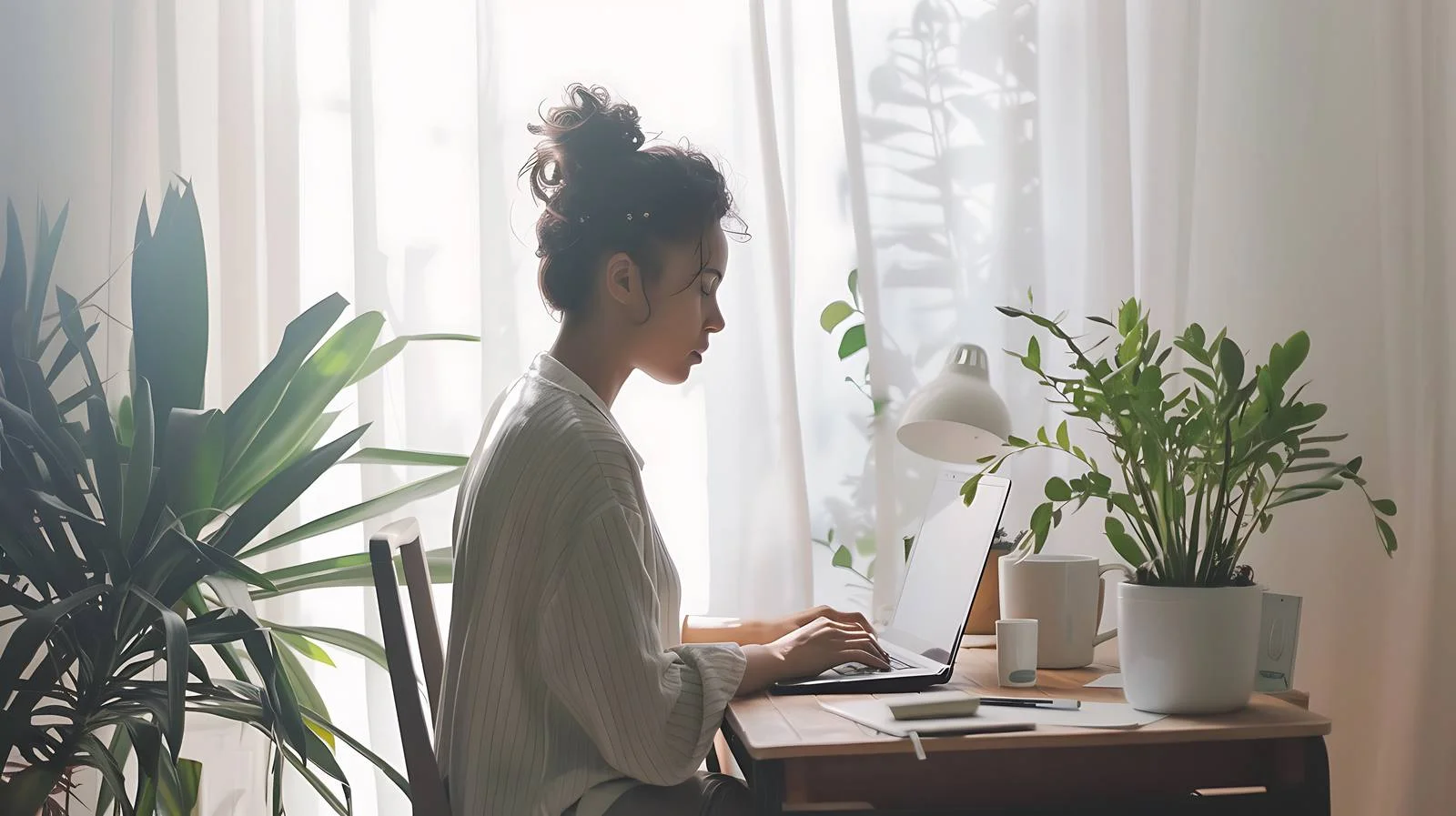 Home Office Setup for Young Woman — free download from Dotvec